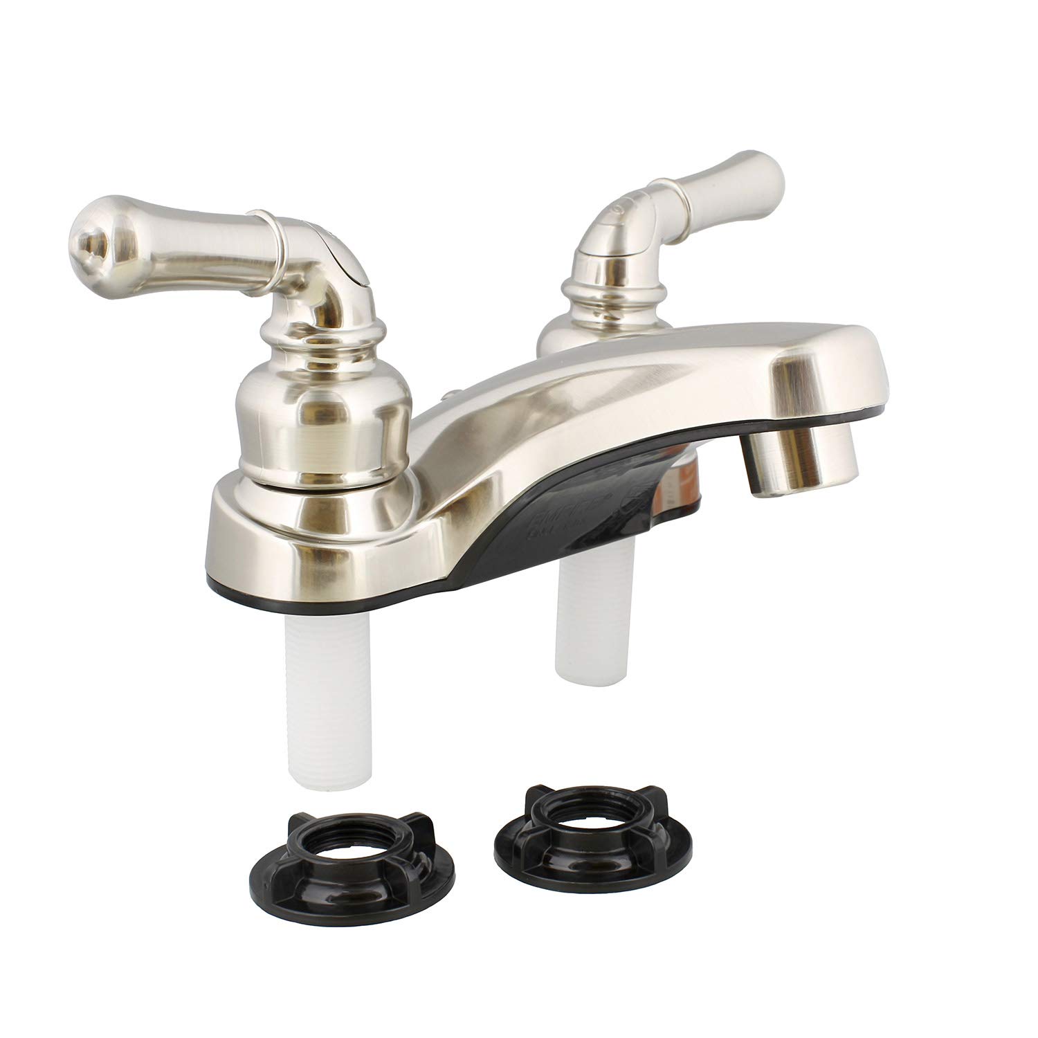 Empire Faucets RV Lavatory Faucet - 4 Inch Nickel Bathroom Sink Faucet with Water Saving Aerator & Teapot Handles for RV, Camper, Tiny House, and Mobile Home