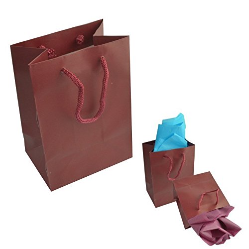 100 Small Burgundy Gift Bags for Party Favors, Wedding, Birthday & Holiday Gifts - Elegant Paper Favor Pouches for Candy, Jewelry & Small Presents