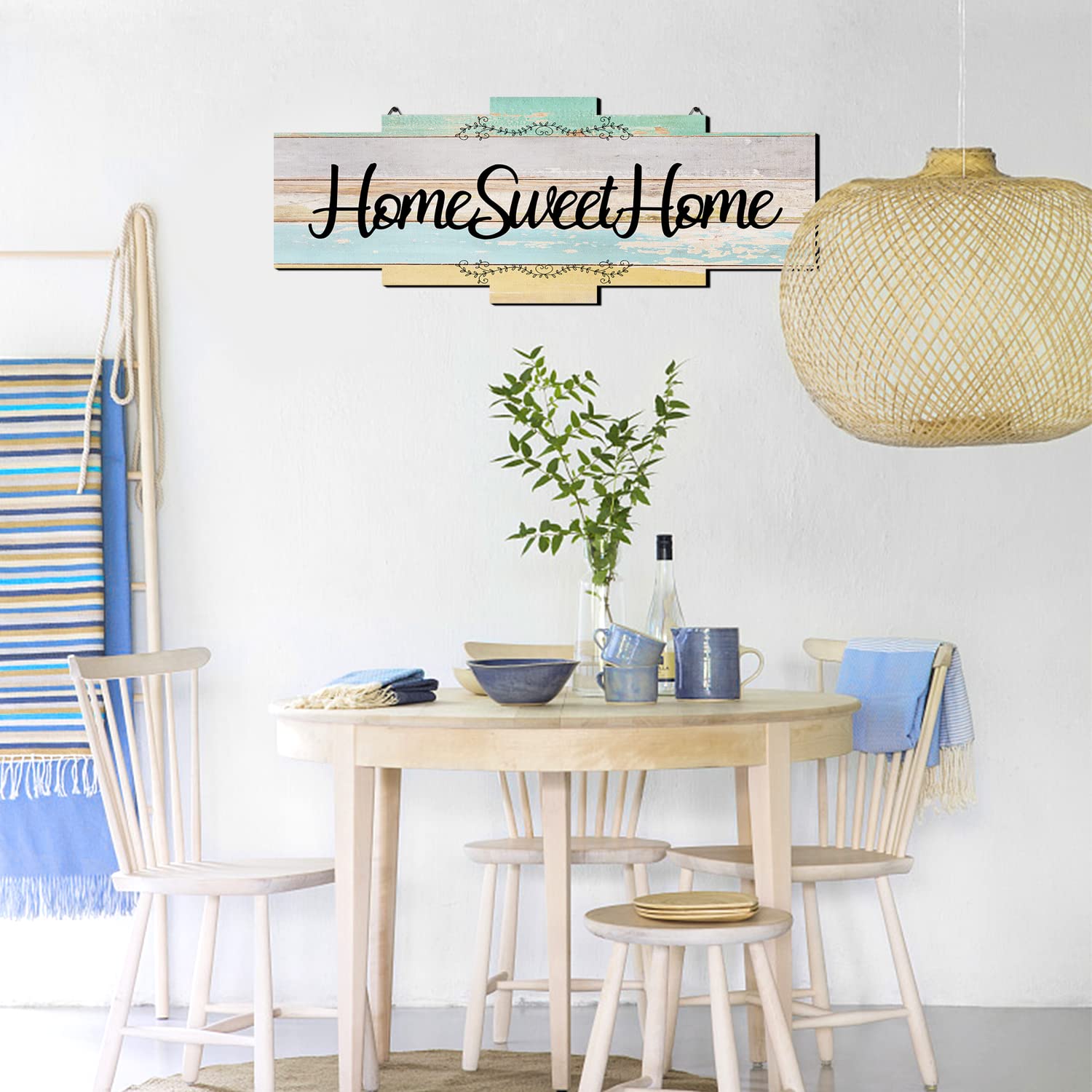 Large 32x14 Inch Farmhouse Rustic Wood Wall Decor Sign - 'Home Sweet Home' Wooden Plaque for Living Room, Kitchen & Entryway | Perfect Housewarming Gift & Rustic Home Decor