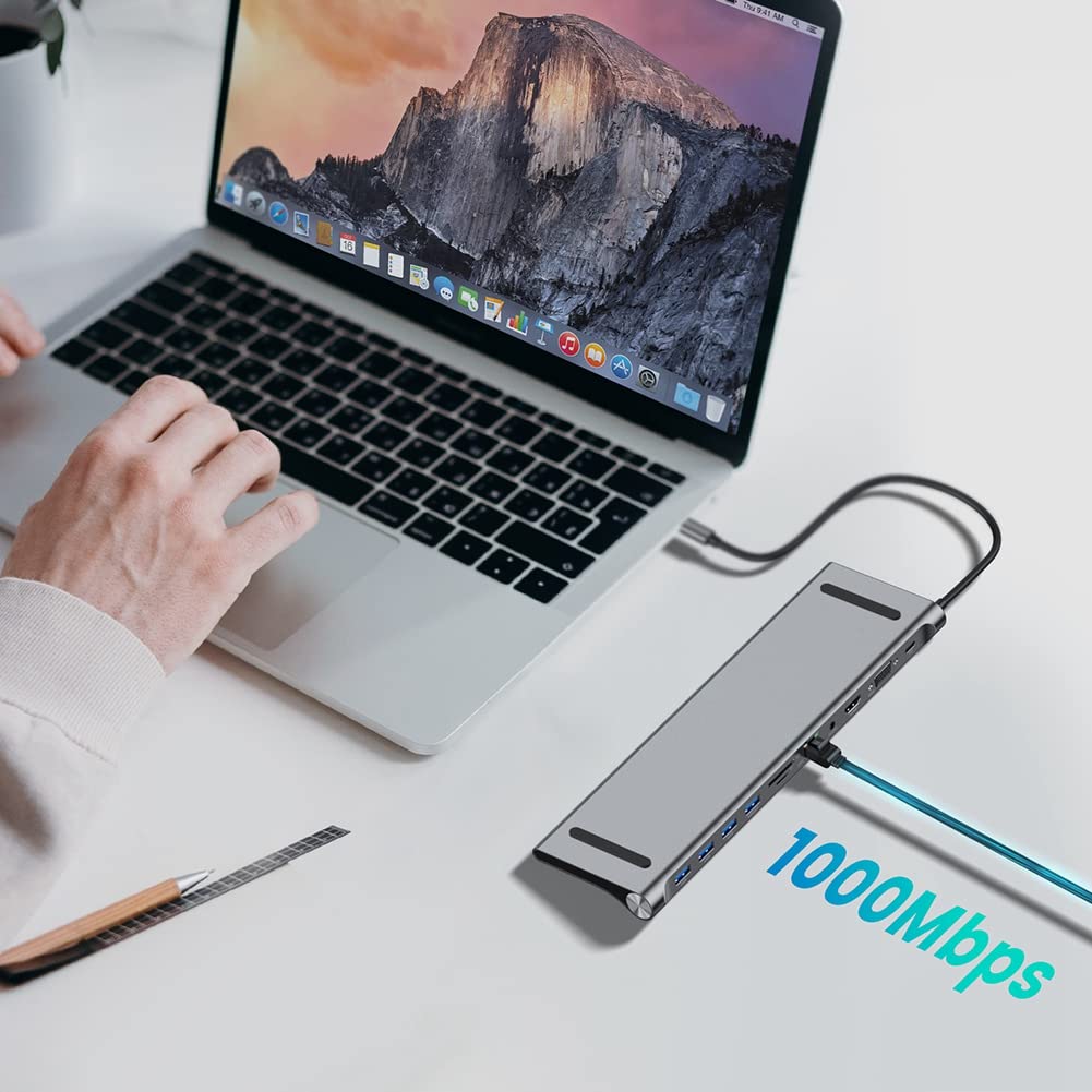 iFutniew 11-in-1 USB C Hub with 4K HDMI, USB 3.0 Ports, Ethernet, SD/TF Card Reader - USB C to USB Adapter for MacBook, iPad, Laptop - Perfect for Home Office, Gaming & Travel Accessories