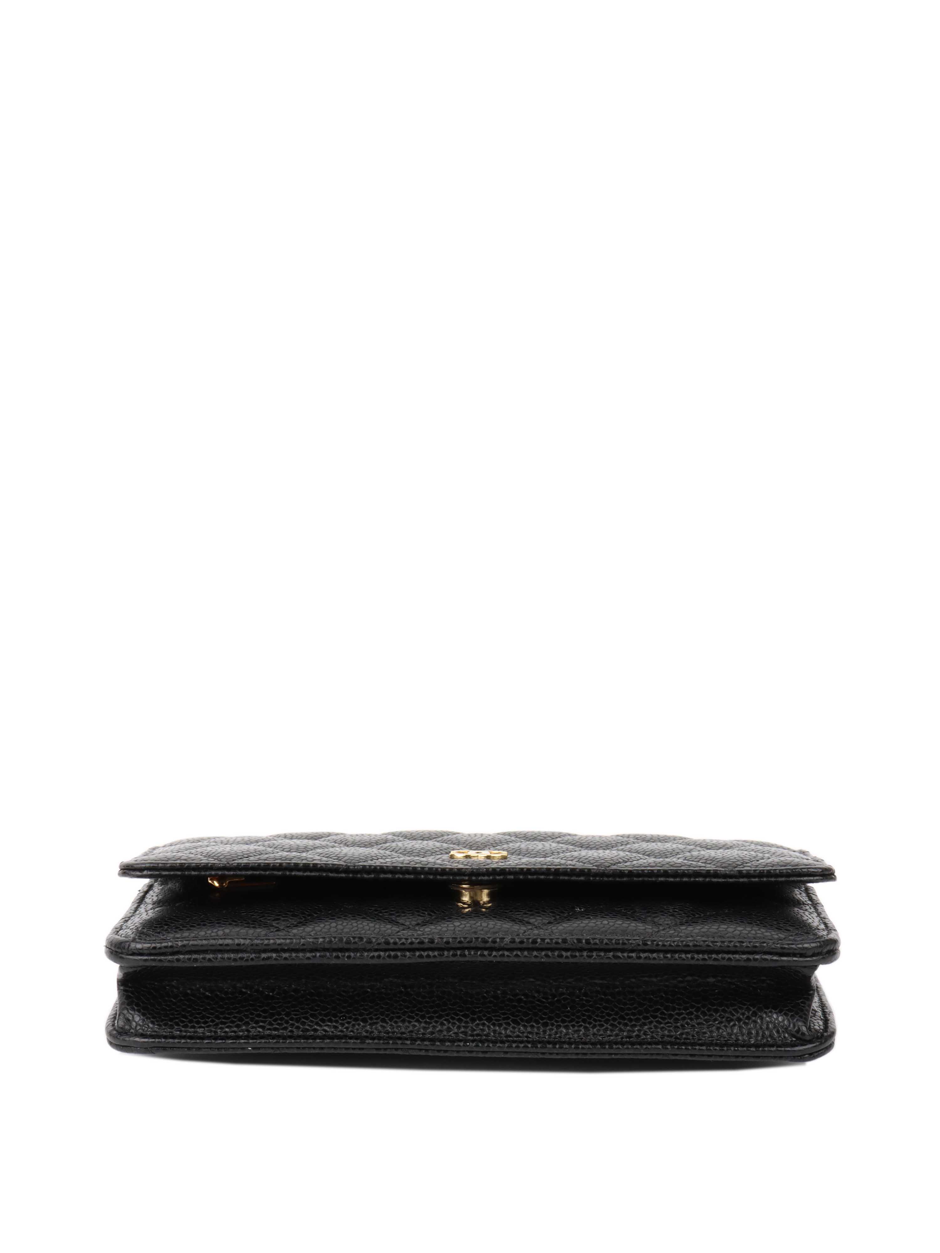 Chanel Black Caviar Leather Wallet on Chain with Gold Hardware - Luxury Crossbody Bag for Women, Perfect for Evening Events & Daily Use