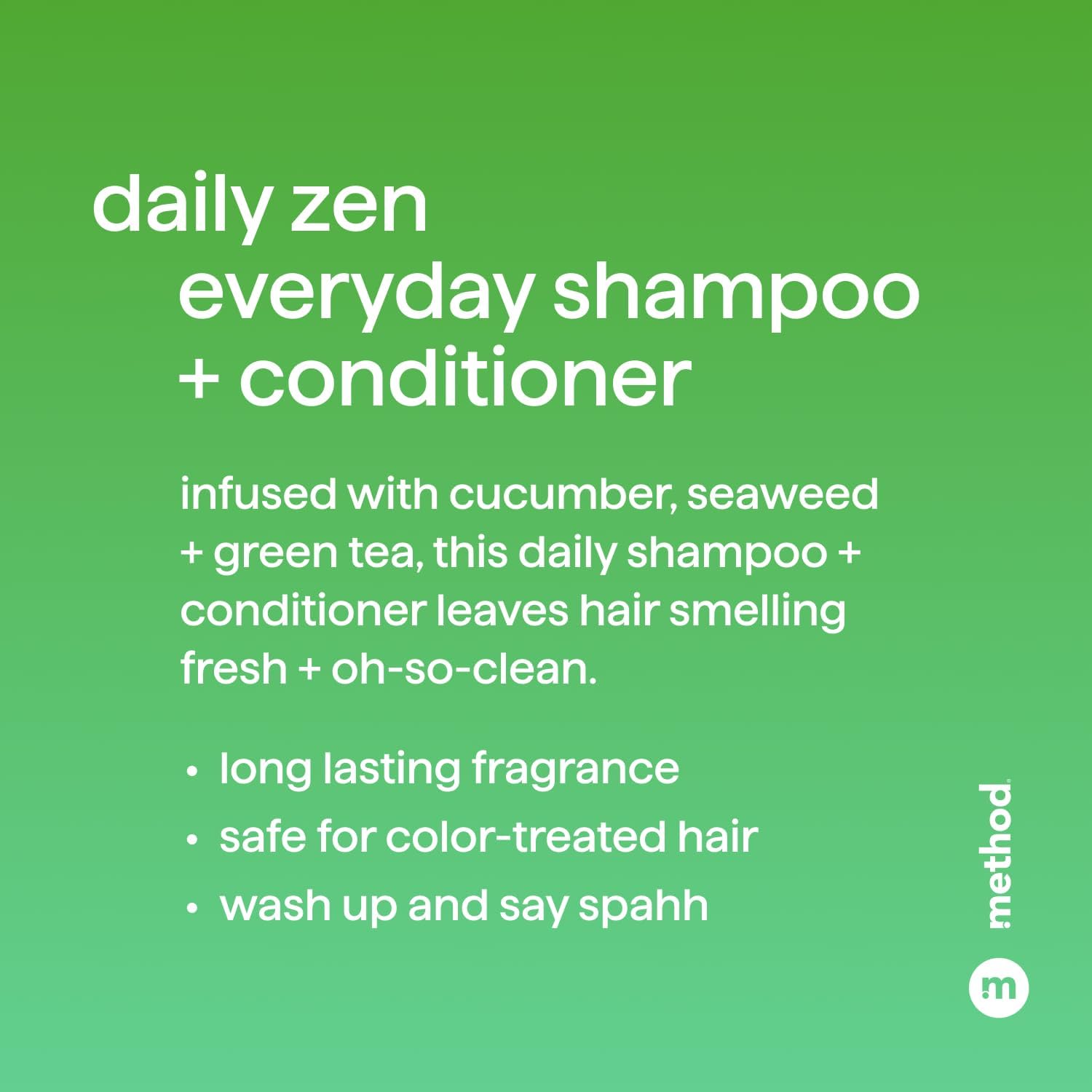 Method Hair and Body Variety Pack - Daily Zen - 14 oz Shampoo, 13.5 oz Conditioner, 18 oz Body Wash | Natural Bath & Shower Essentials for Relaxation & Self-Care