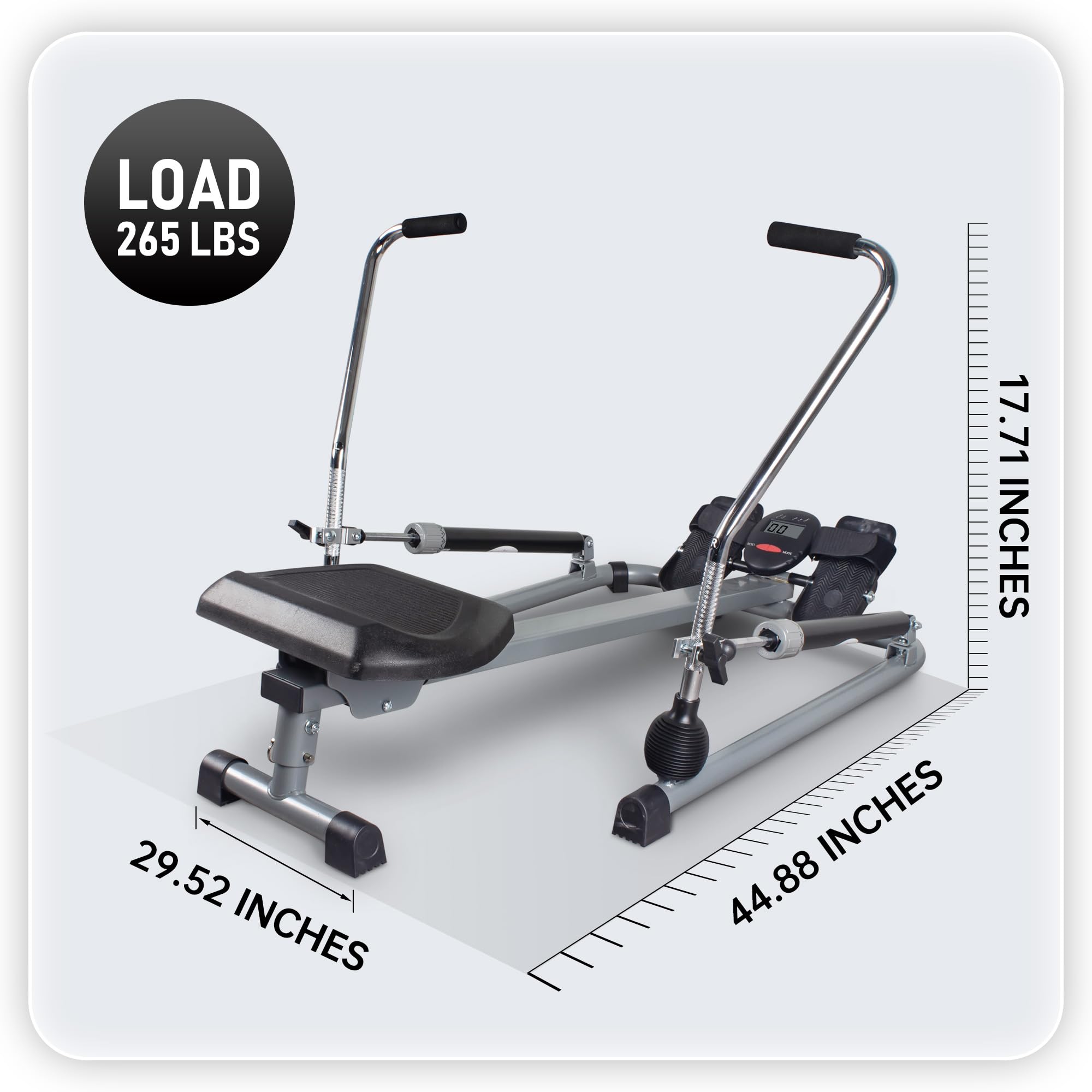 Leikefitness Foldable Hydraulic Rowing Machine with LCD Monitor - Full Body Exercise & Cardio Workout for Home Gym | Perfect for Small Spaces & Indoor Fitness Training