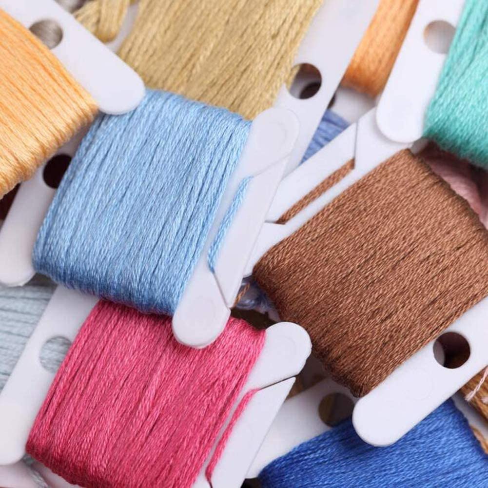 Premium Embroidery Floss Organizer Kit - 552 Pcs Floss Thread Set with 50 White Plastic Bobbins & 24-Slot Adjustable Grid Box - Perfect for Cross Stitch, Needlework & DIY Craft Projects