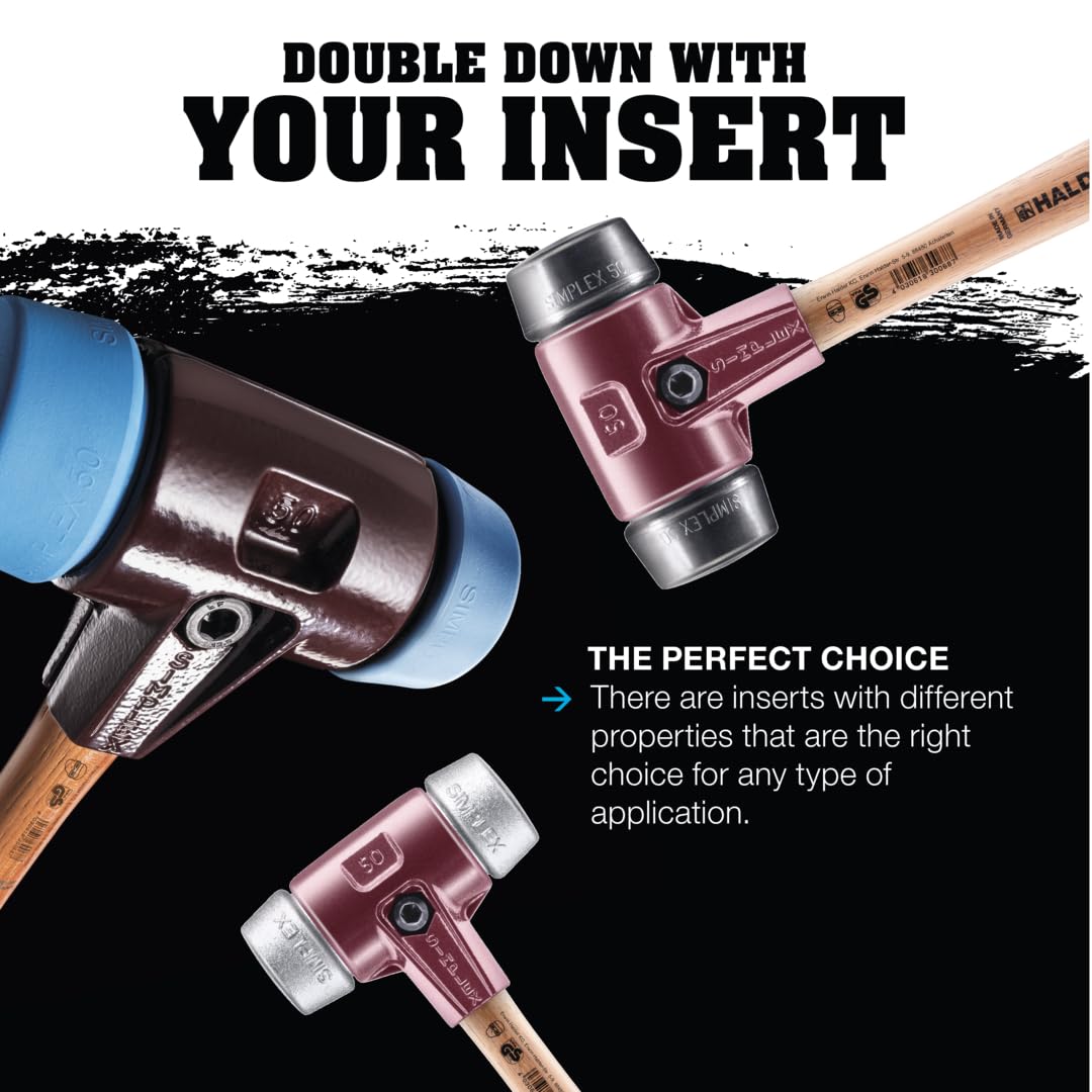 Halder Simplex Sledgehammer with Medium-Hard Rubber Inserts - Cast Iron Housing & Handle Protection Sleeve - Varnished Wooden Handle (80mm, 7.2 lbs) - Ideal for Construction, Demolition & Heavy-Duty DIY Projects