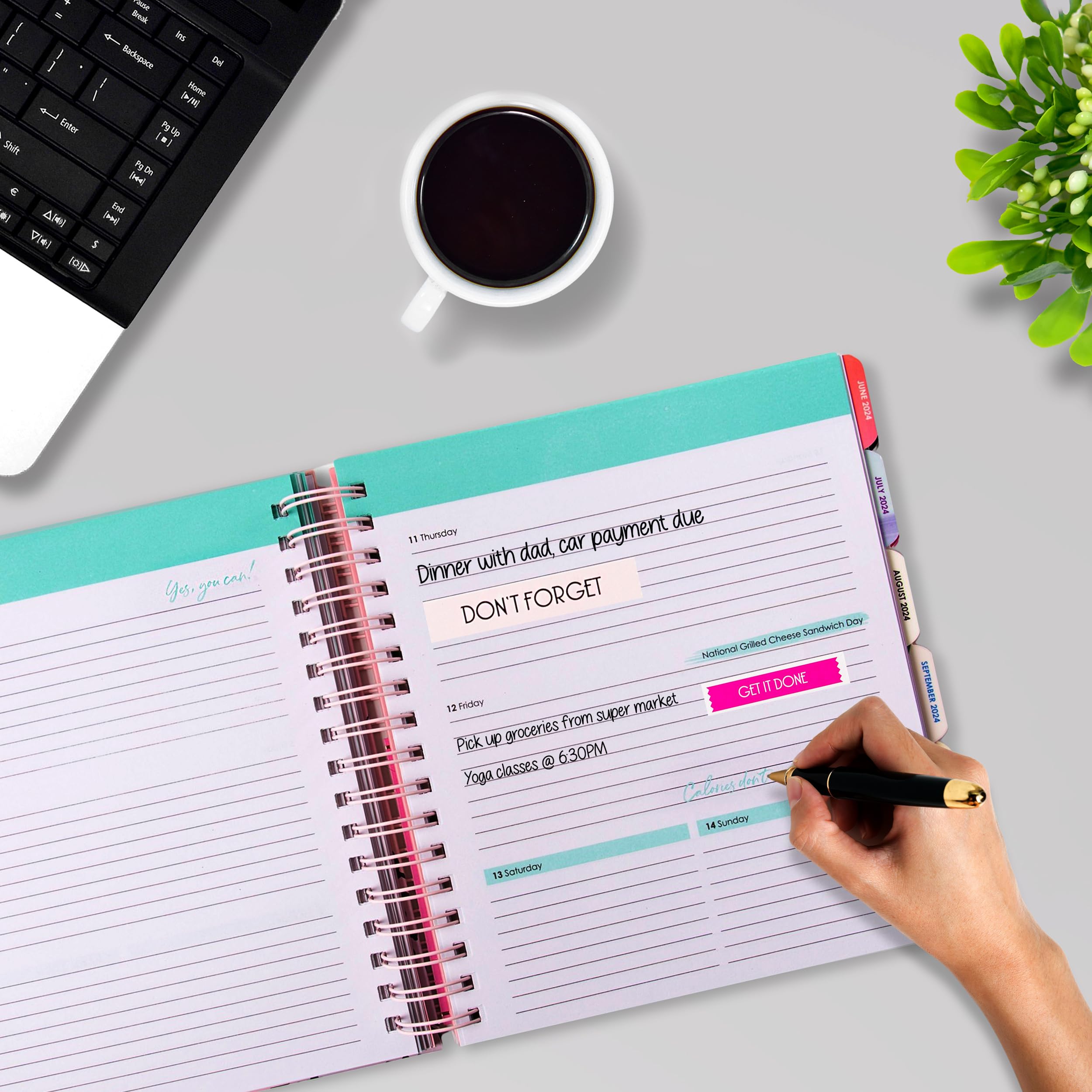 Votum 18-Month Large Academic Planner 2024-2025 - Daily Weekly Monthly Calendar from January to June with Twin-Ring Binding, 3 Sticker Sheets & Notes Pages - Perfect for School, Work & Productivity Planning