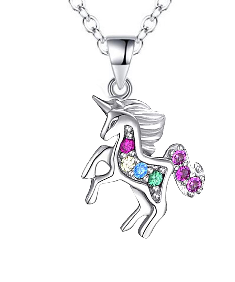 925 Sterling Silver Unicorn Pendant Necklace for Women - Multicolor Zirconia Crystal Jewelry, Elegant Birthday Gift for Her | Perfect for Parties, Date Nights & Special Occasions
