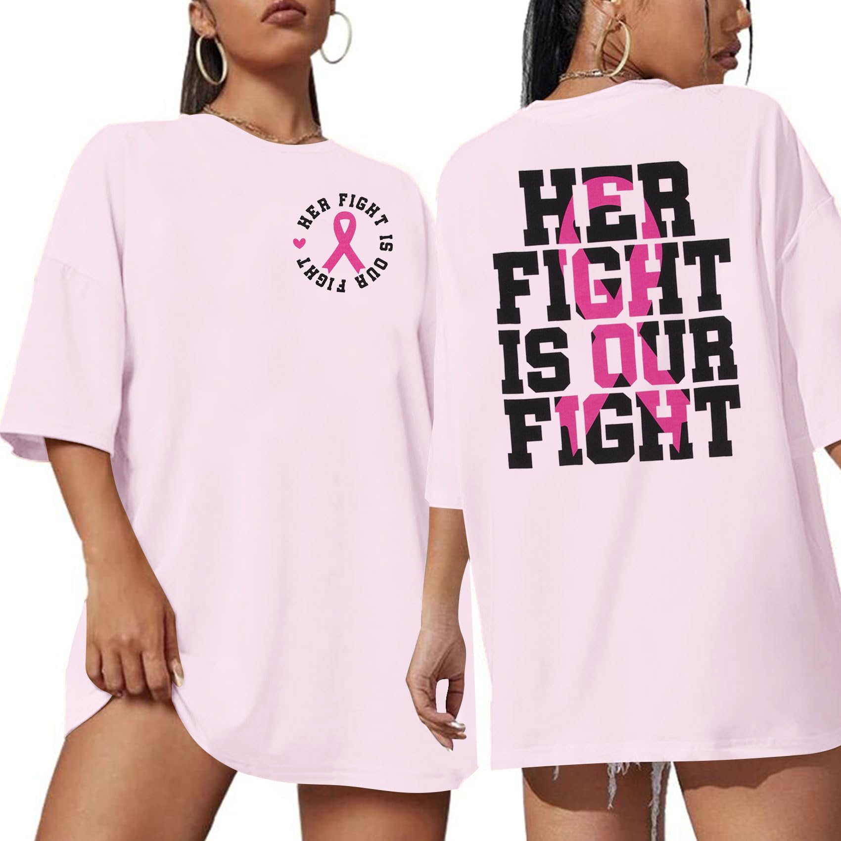 Breast Cancer Tshirt for Women - Pink Ribbon Shirt for Support & Awareness