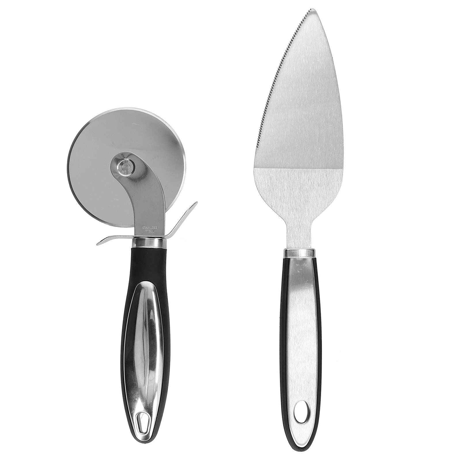 2Pcs Stainless Steel Pizza Cutter & Spatula Set - Sharp Pizza Knife with Non-Slip Ergonomic Handle - Perfect for Home Kitchen, Restaurant, and Pizza Party