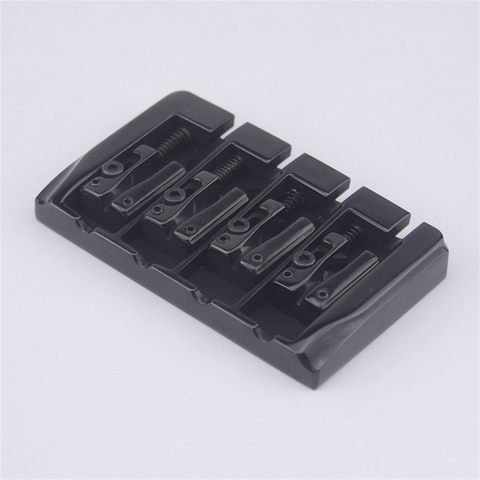 Electric Guitar Bridge Saddle Set - 4 String Bass Bridge Replacement for Electric Bass Guitar - Black Tailpiece for Improved Sound & Playability - Perfect for Stage Performances & Studio Recording