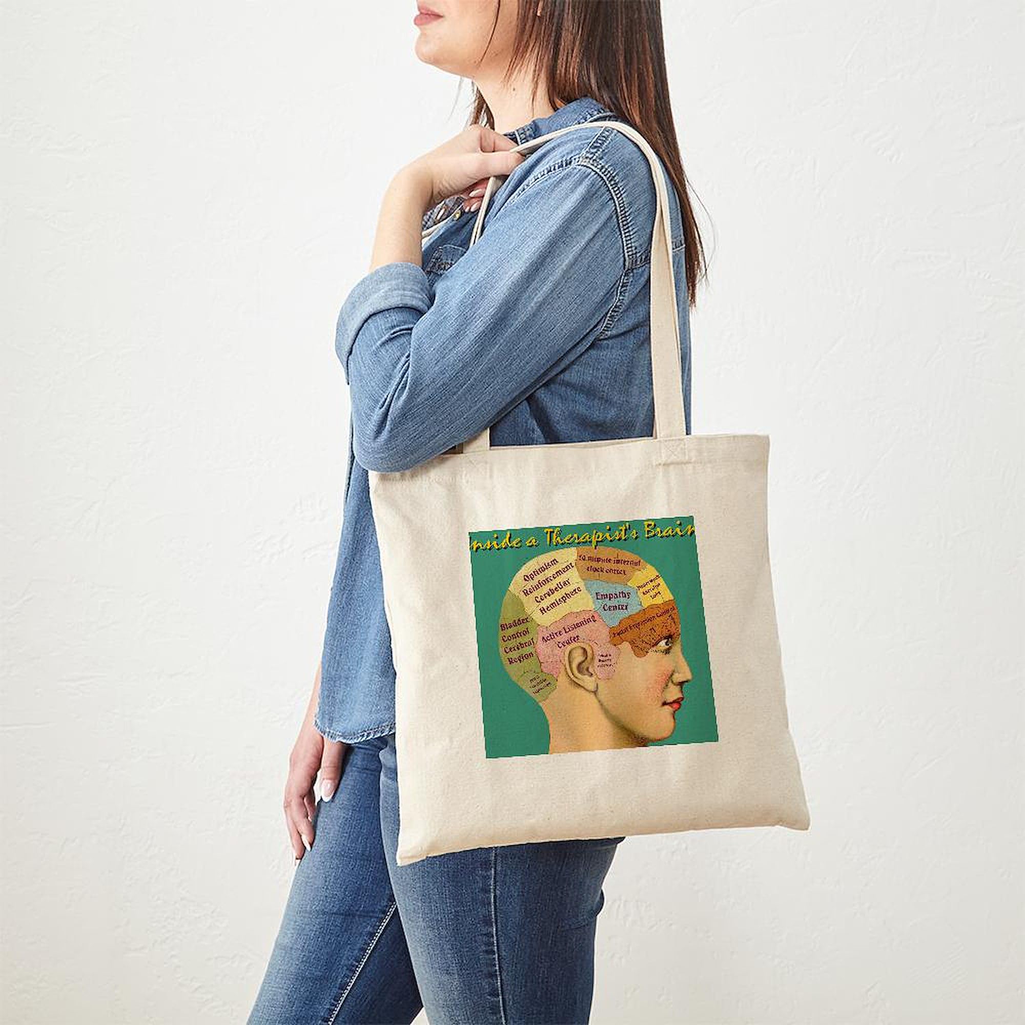 Inside A Therapist's Brain Tote Bag - Natural Canvas Reusable Shopping Bag for Therapy Sessions, Work & Groceries