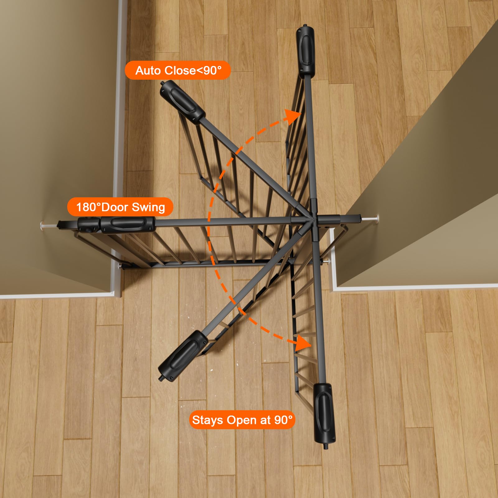 **Extra Wide & Tall Baby & Dog Gate - 43.5-48 Inch Adjustable Black Metal Safety Gate for Stairs, Doorways - Pressure Mount Indoor Use - Perfect for Homes with Pets & Toddlers**