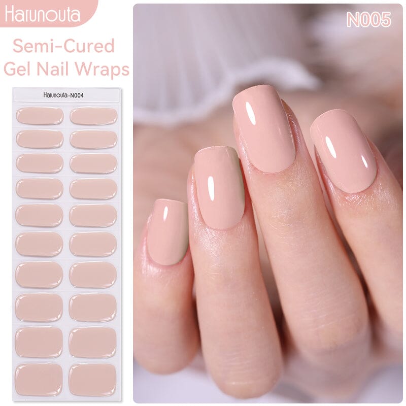 20 Tips Nude Semi Cured Gel Nail Strips - Long Lasting DIY Manicure Kit for Natural Look | Perfect for Home Salon, Parties & Special Occasions