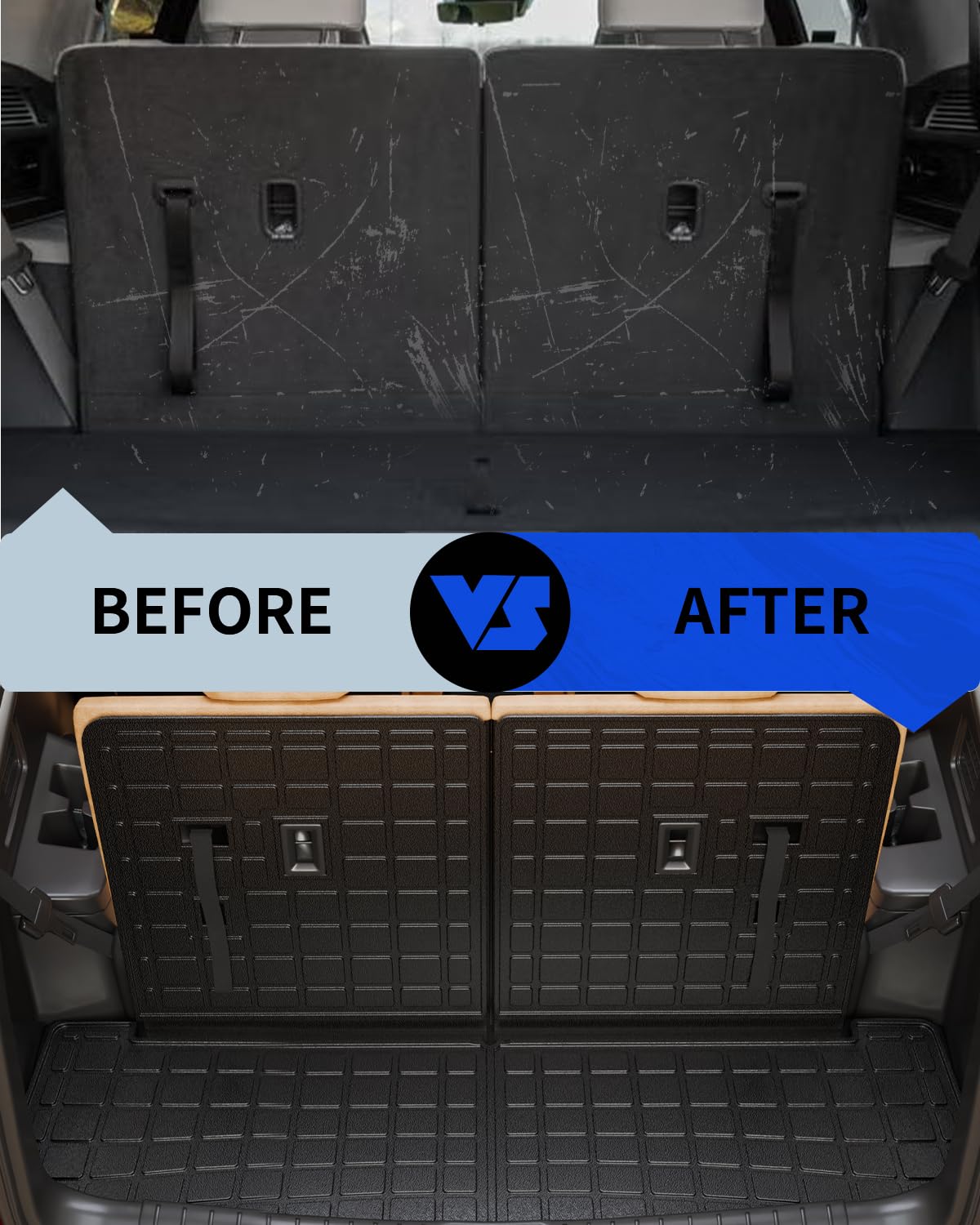 Rongtaod All-Weather Cargo Liner & Trunk Mat Compatible with 2024-2025 Hyundai Santa Fe - Heavy Duty Protection with Backrest Mat - Perfect for Road Trips, Groceries, and Pet Transport