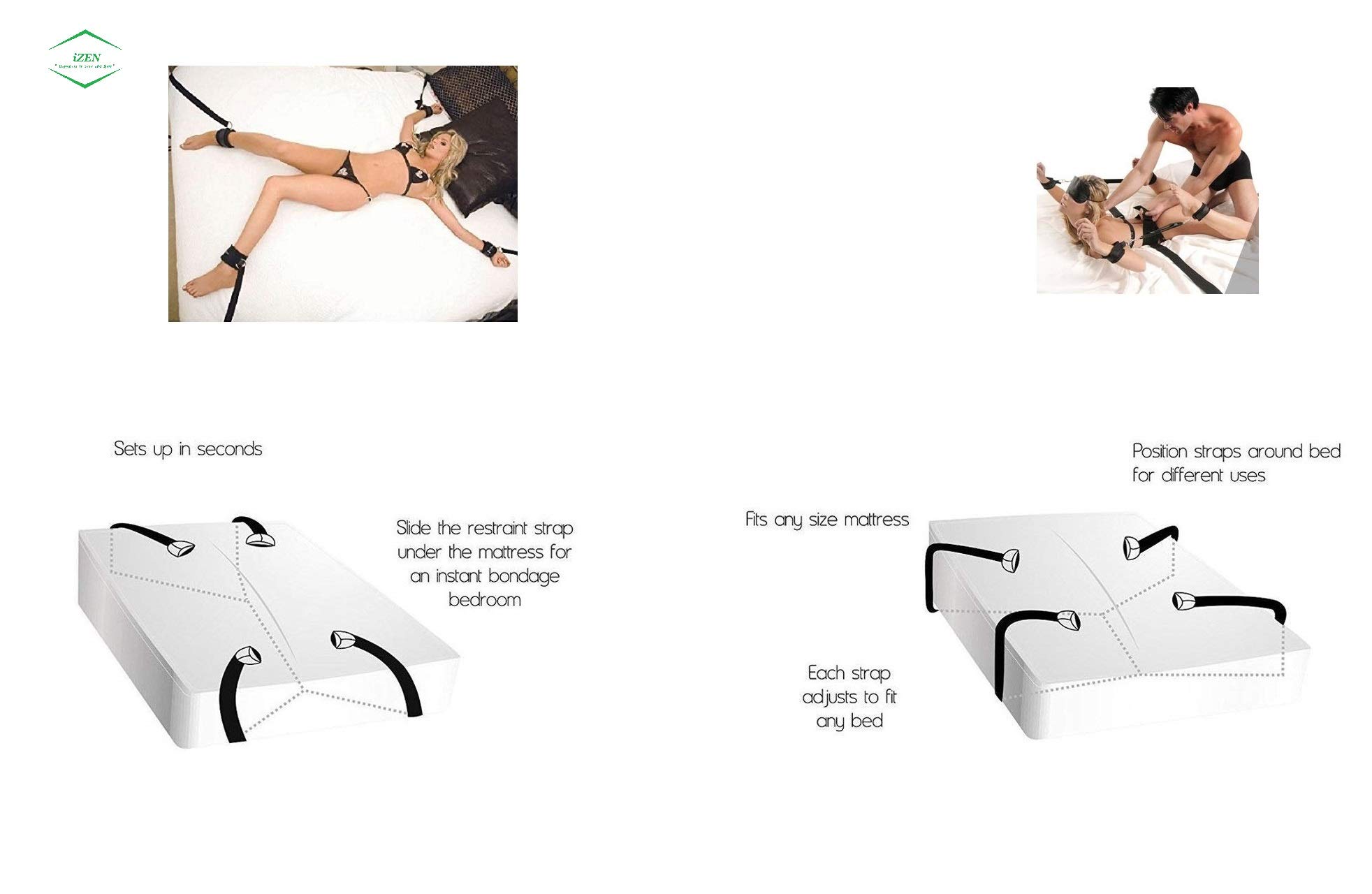 Premium BDSM Bondage Kit - Under Mattress Restraints, Handcuffs & Nipple Clamps for Couples | Sensual Adult Toys for Beginners & Women | Perfect for Spicing Up Bedroom Play, Roleplay & Intimate Bondage Scenes