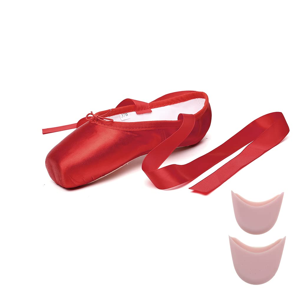MSMAX Professional Ballet Pointe Shoes for Girls - Satin Dance Flats for Ballet, Jazz & Contemporary - Perfect for Dance Classes, Performances & Recitals