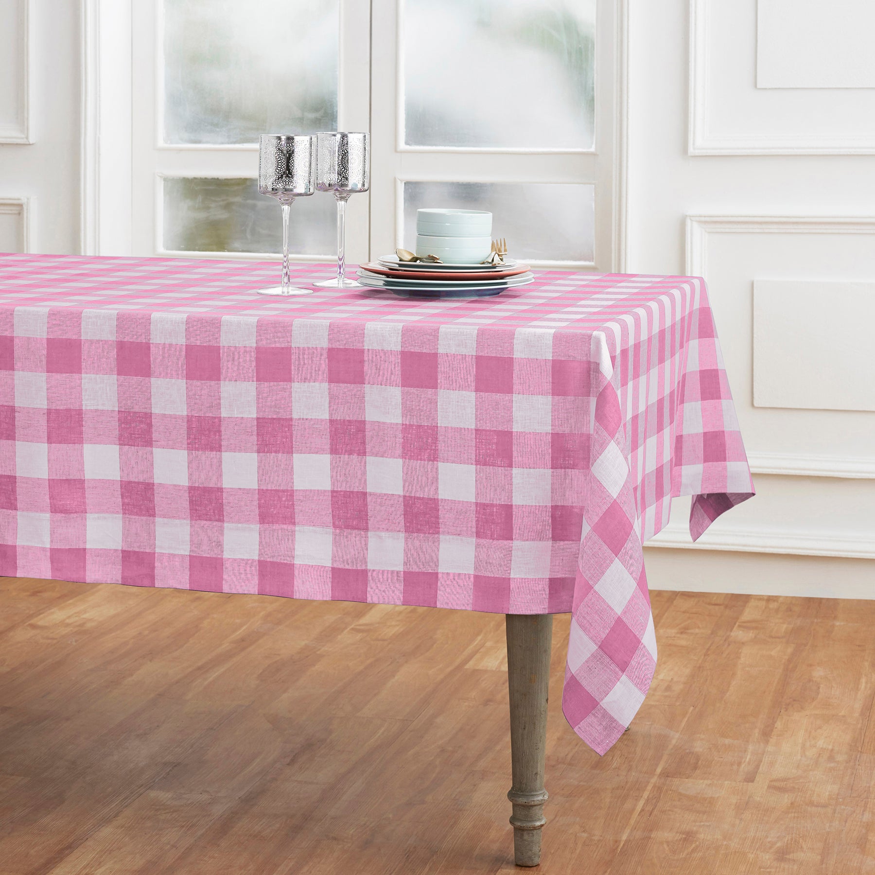 Buffalo Check Tablecloth - Red and Black Plaid Cotton Fabric for Dining Table - Perfect for Thanksgiving, Christmas, and Holiday Decorations