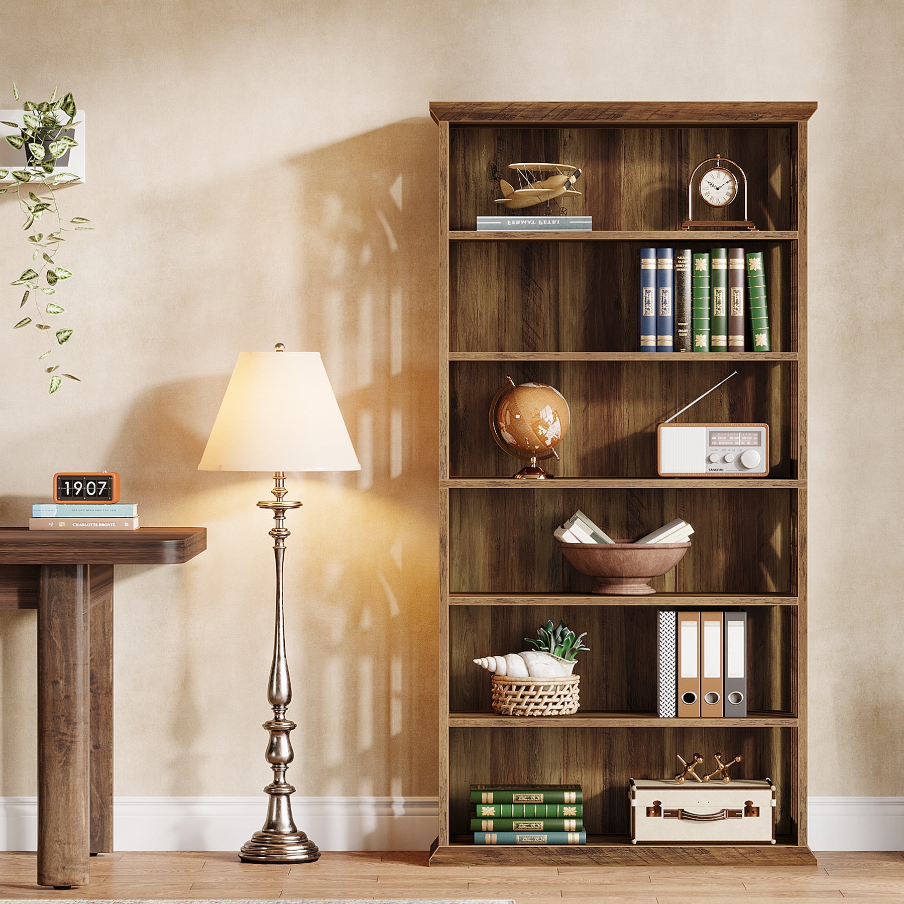 6-Tier Bookshelf - 75 Book Storage Bookcase with Display Shelves, Modern Etagere for Living Room, Bedroom, Office & Study Organization