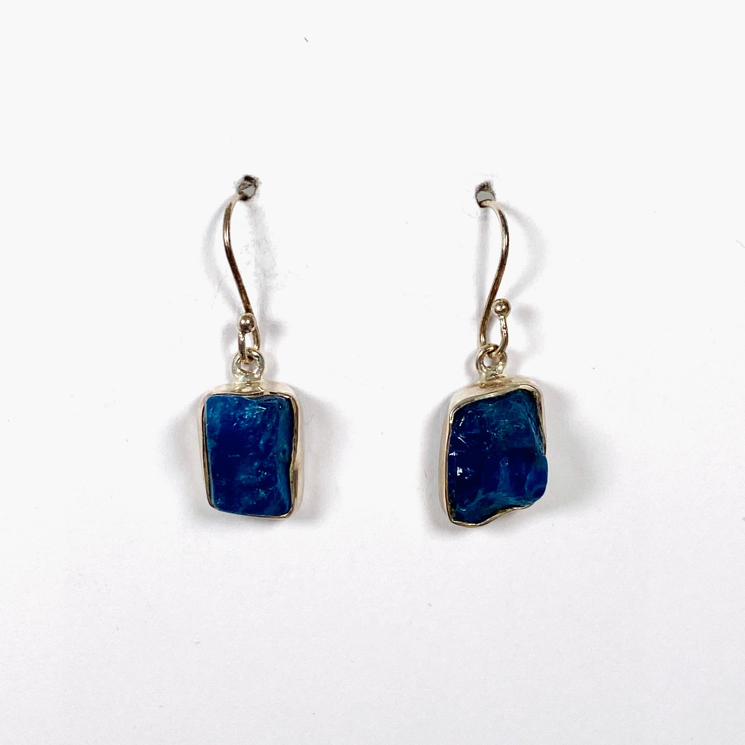 Natural Neon Apatite Raw Stone Earrings E2359 NAP - Handmade Boho Jewelry for Women, Perfect for Parties & Everyday Wear