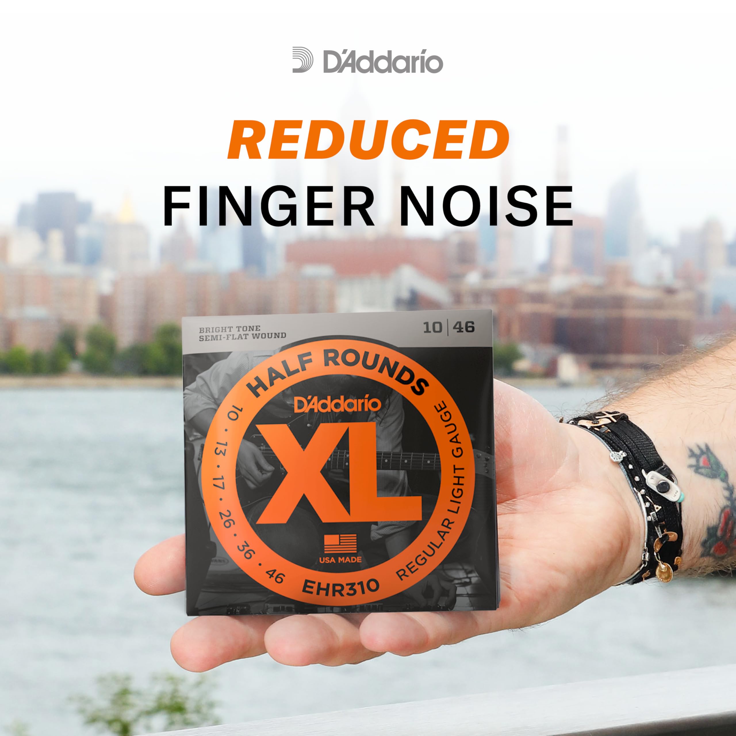 D'Addario XL Nickel Half Round Bass Guitar Strings ENR72 - Long Scale, Medium Gauge 50-105, 4-String Set (Pack of 1) - Perfect for Jazz, Blues & Studio Recording