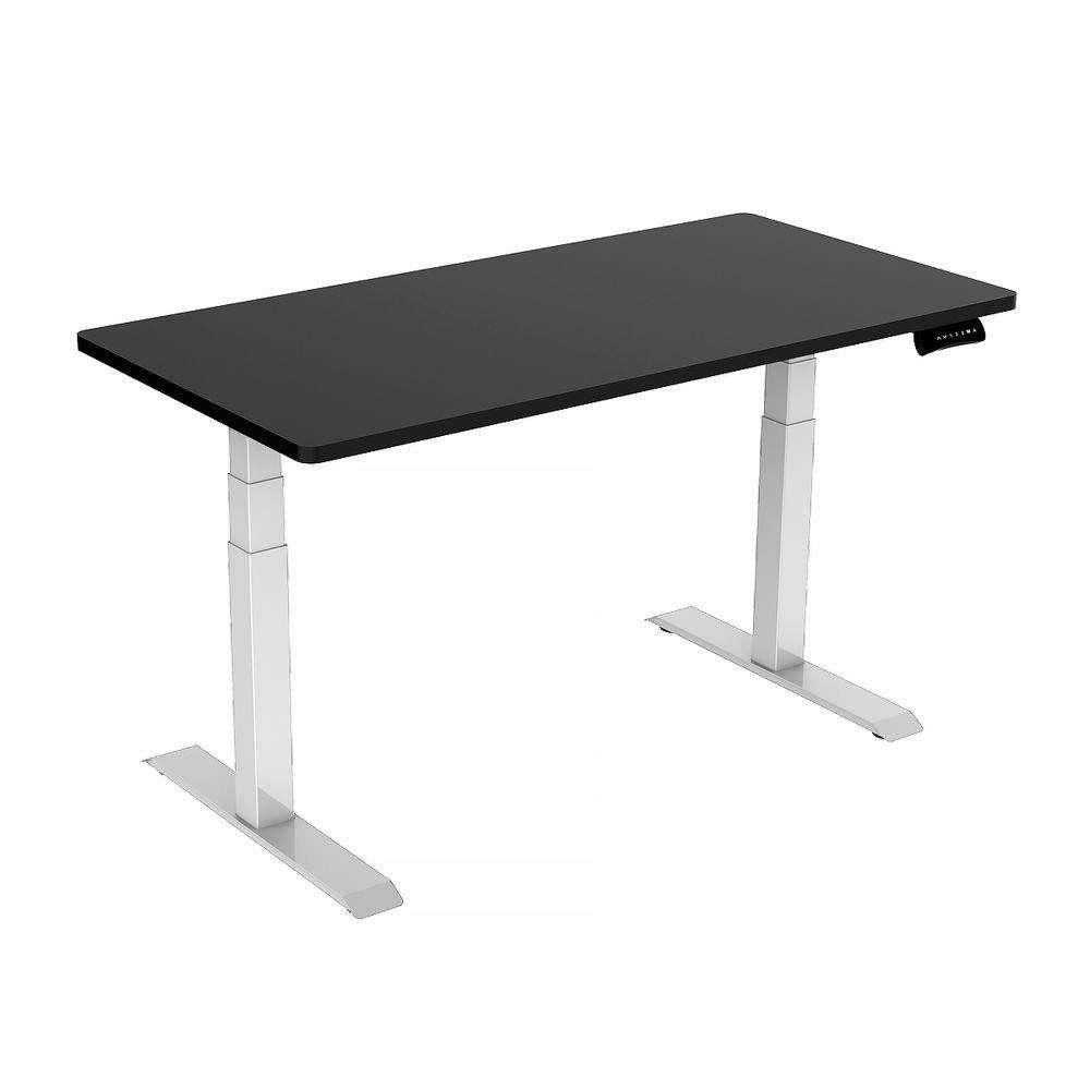 160cm Electric Standing Desk - Adjustable Height Sit Stand Desk with Dual Motor, White Frame & Black Top - Perfect for Home Office, Gaming & Workspace Ergonomics