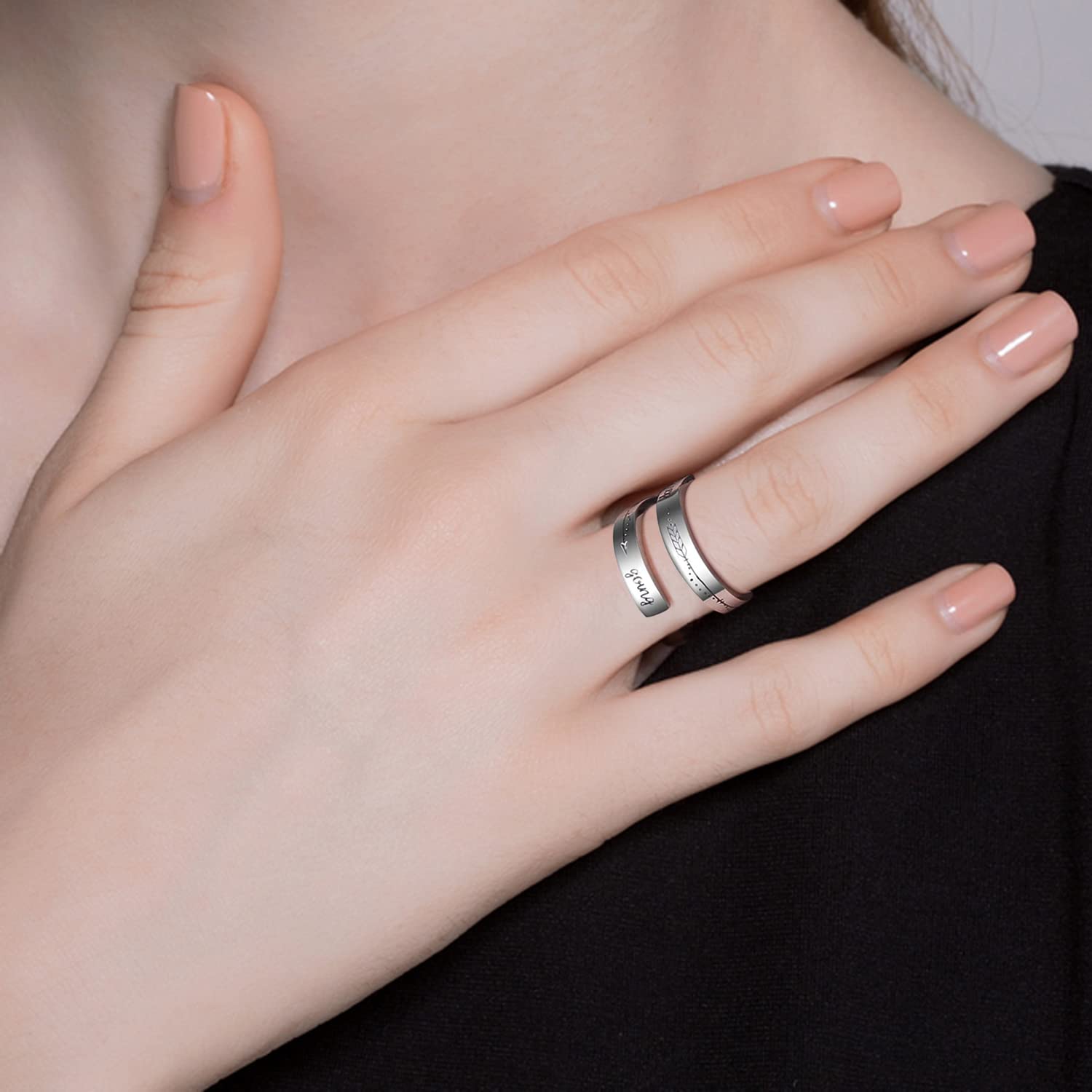 Inspirational Rings for Women - Stainless Steel Spiral Wrap Twist Ring - Motivational Personalized Jewelry - Birthday Gifts for Her - Perfect for Daily Wear, Office & Special Occasions