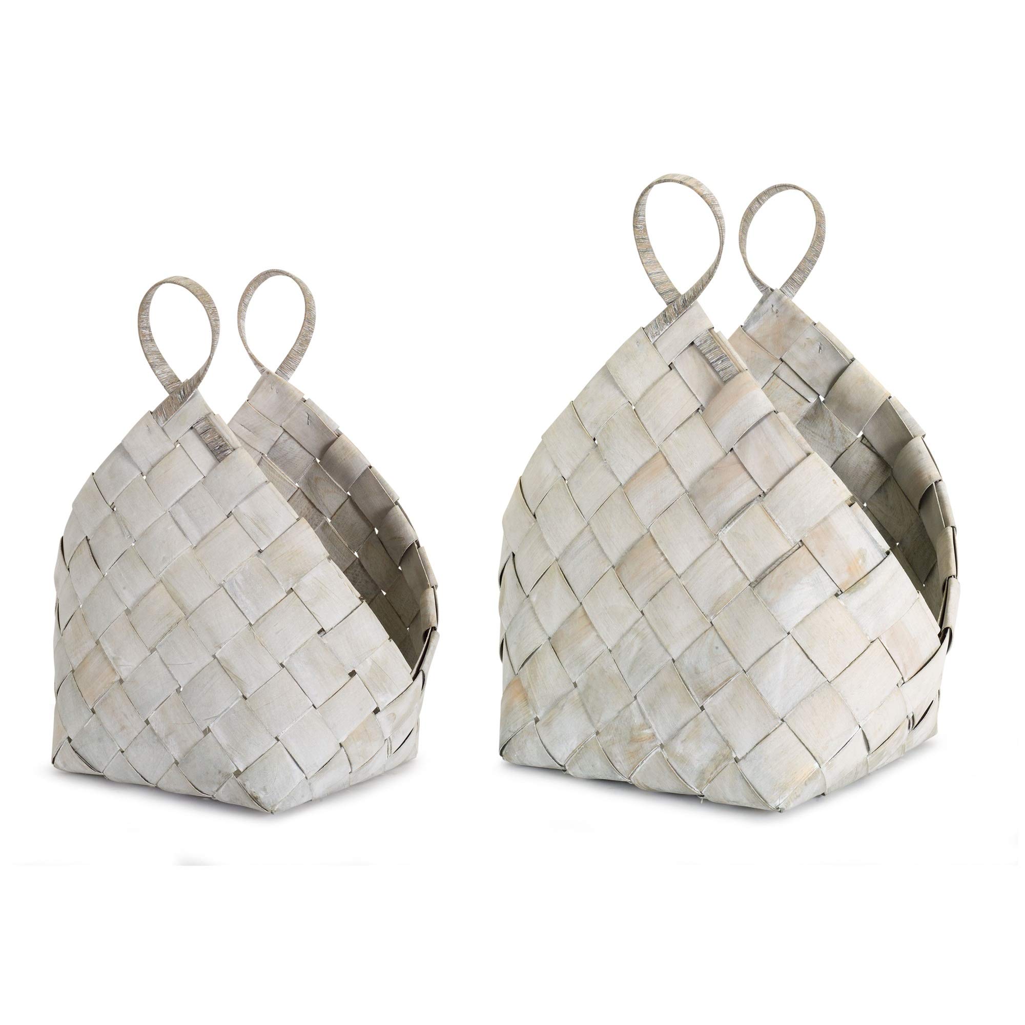 Diva At Home Set of 4 Ivory Flexible Handmade Woven Storage Baskets 21