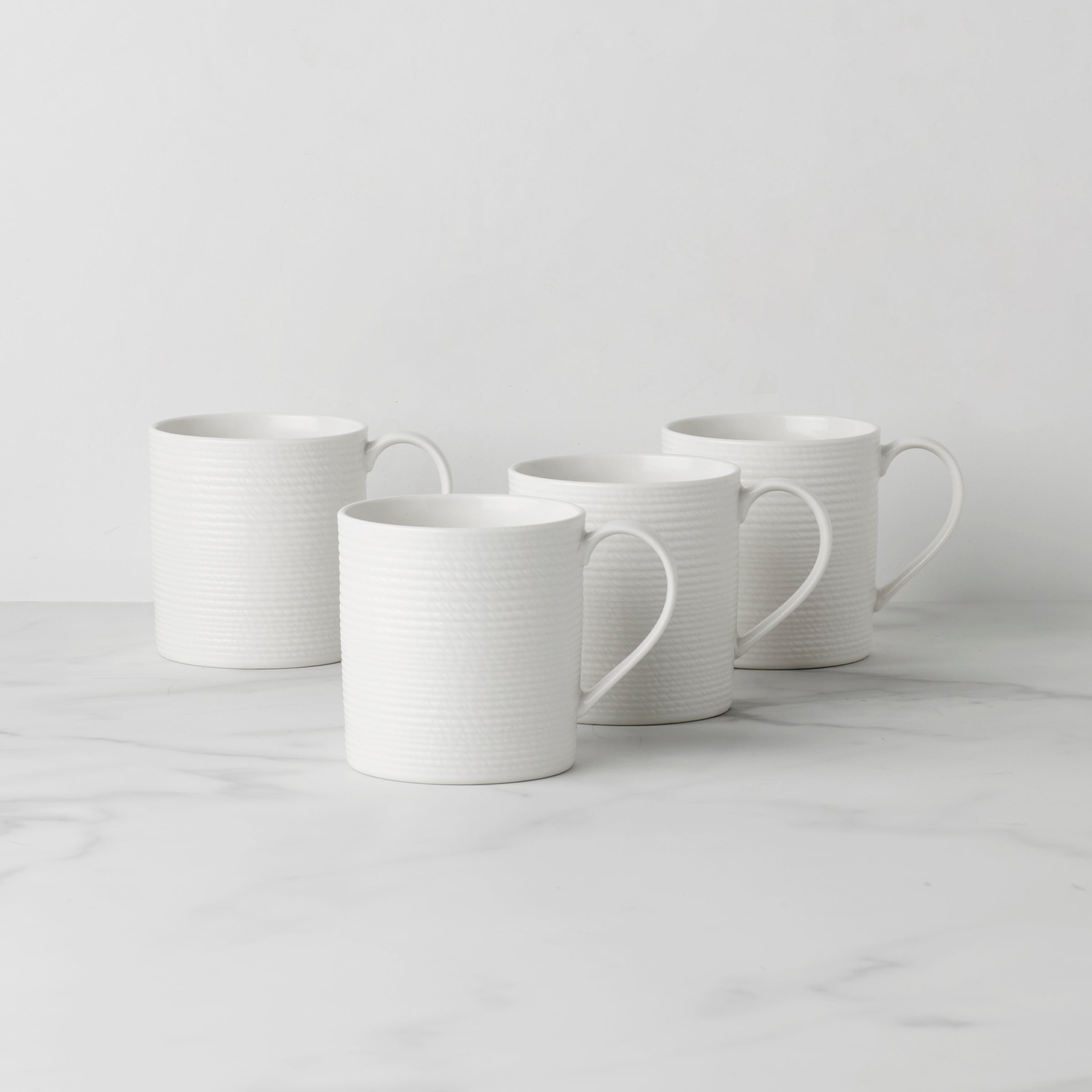 LX Collective White Ceramic Coffee Mugs Set of 4 - 12oz Porcelain Tea Cups for Home, Office & Restaurant Use
