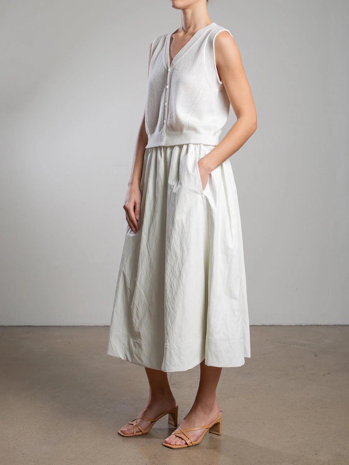 Claudia Faux Leather Skirt in Ivory - Women's High Waist Mini Skirt for Party, Night Out & Casual Wear