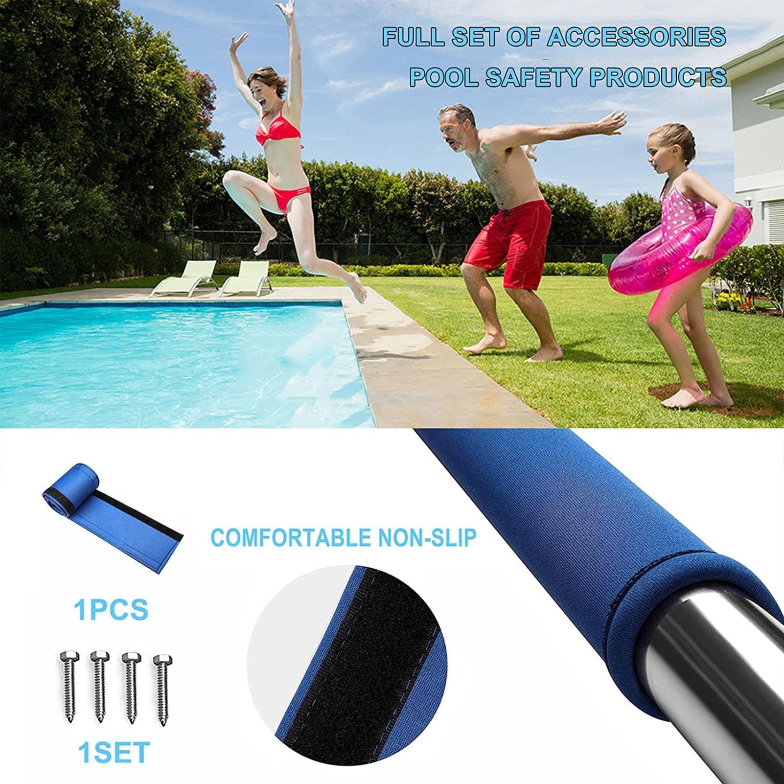 **304 Stainless Steel In-Ground Swimming Pool Hand Rail with Quick Mount Base - Full Accessories Set for Safety & Support - Perfect for Backyard, Residential, and Commercial Pools**