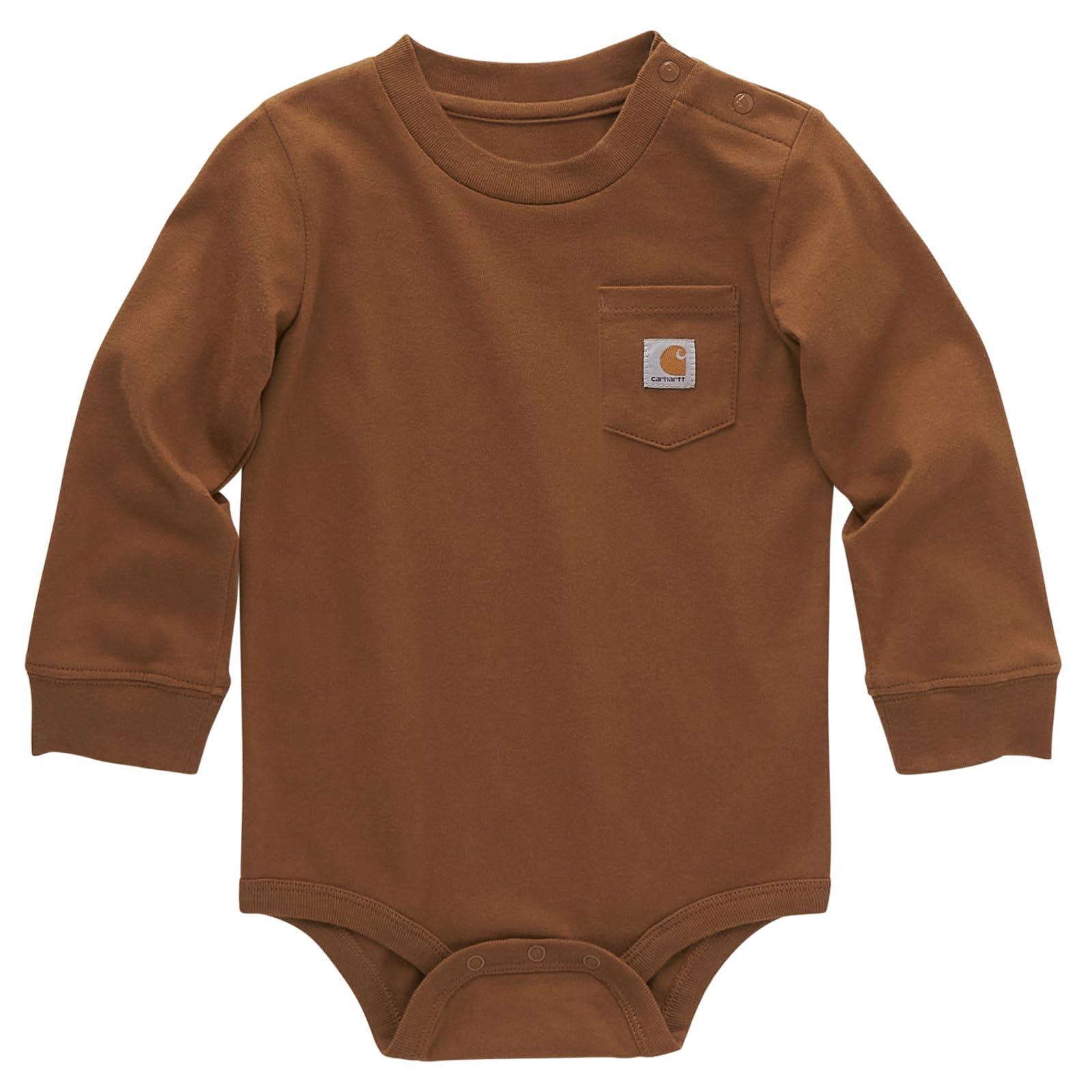 Carhartt Unisex Baby Long-Sleeve Pocket Bodysuit - Durable Cotton Onesie for Infants & Toddlers - Perfect for Playtime, Daycare & Outdoor Adventures