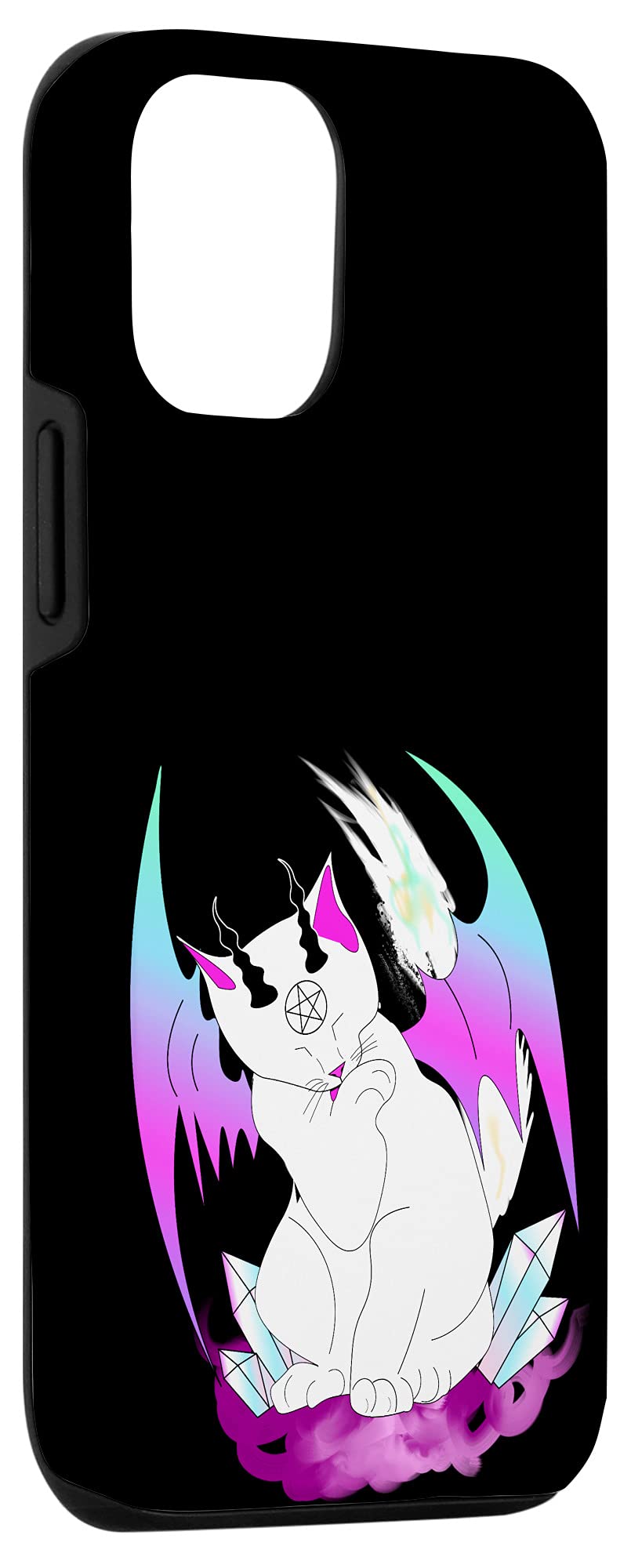 Cute Kawaii Pastel Goth Demon Kitty Case for iPhone 12/12 Pro - Trendy Witchy Cat Phone Cover for Girls & Teens - Perfect for Halloween, Cosplay & Gothic Fashion Accessories