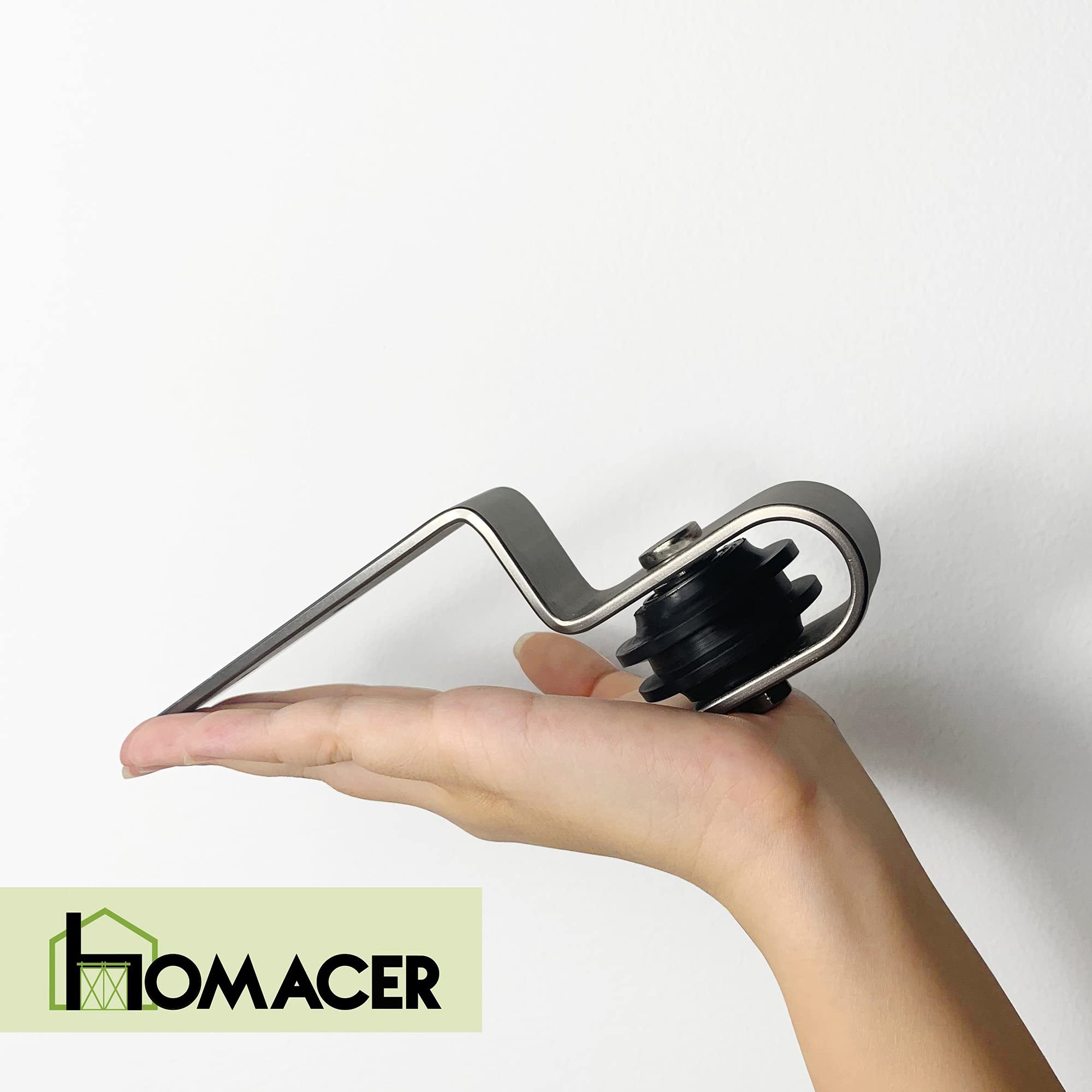 Homacer Mini Brushed Nickel Single Track Bypass Sliding Barn Door Hardware Kit - 102-inch Long Flat Track for 3 Doors with Straight Design Rollers | Perfect for Cabinet, TV Stand, Console, and Room Divider Installation