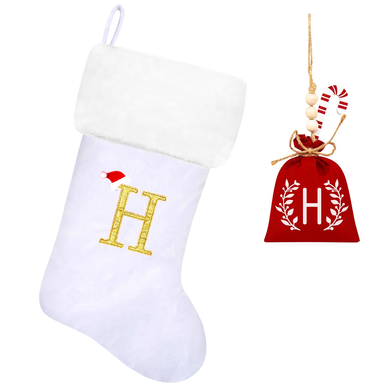 20 Inch White Velvet Christmas Stockings with Plush Cuff - Personalized Embroidered Monogram Holiday Decor for Fireplace, Xmas Tree & Family Gift Exchange - Soft Luxury Stocking for Cozy Winter Celebrations