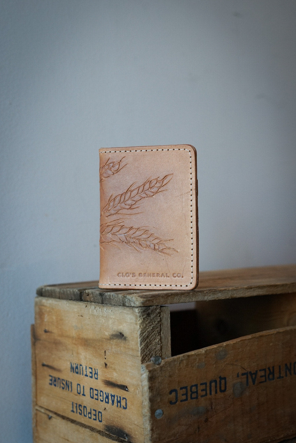 Hand Tooled Mini Trucker Wallet - Genuine Leather Prairie Wheat Sheaf Design - Unique One of a Kind - Perfect for Everyday Use & Travel Accessories