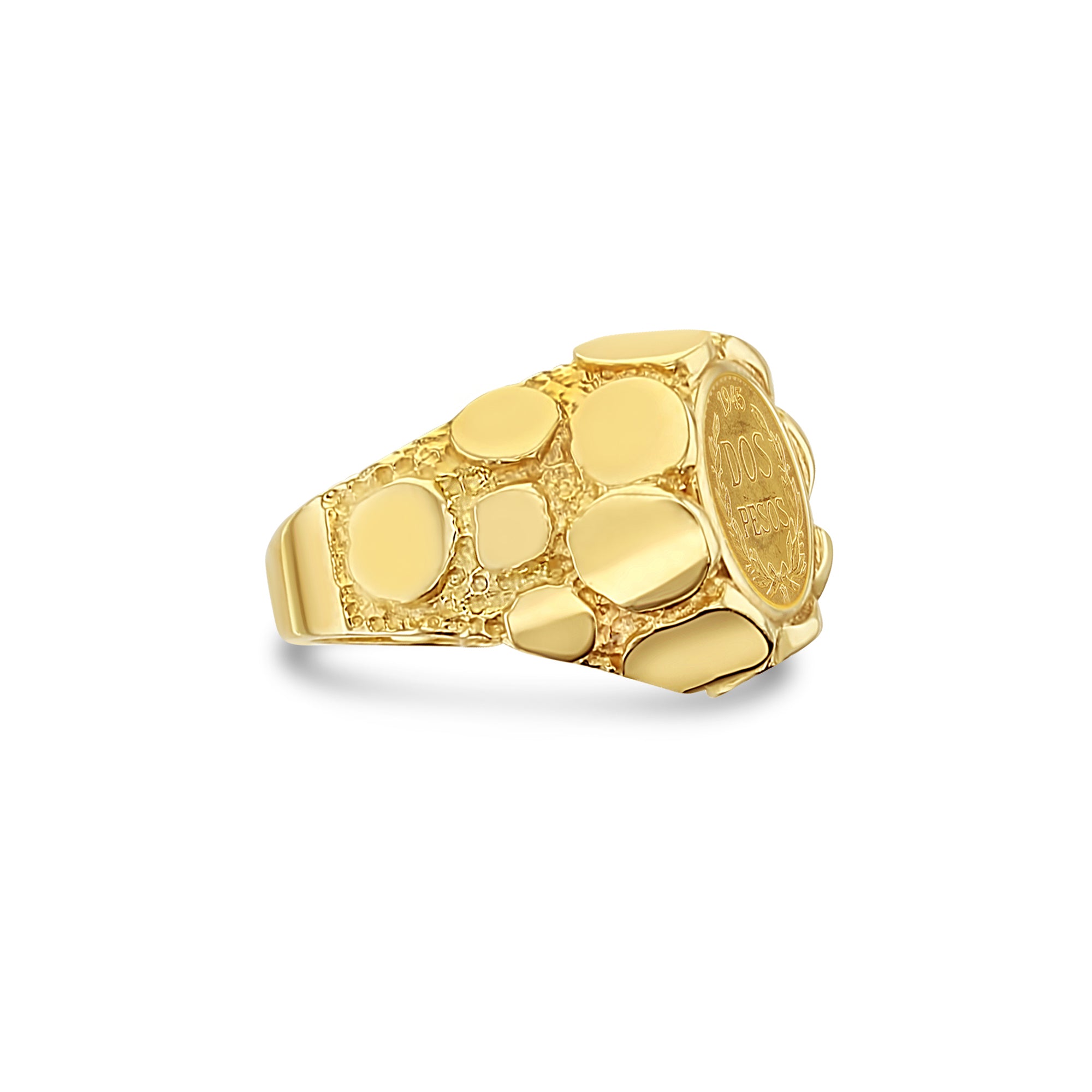 Authentic Dos Pesos Gold Coin Pebble Ring – Vintage Mexican Jewelry for Women | Perfect for Boho Style, Gift Giving & Special Occasions