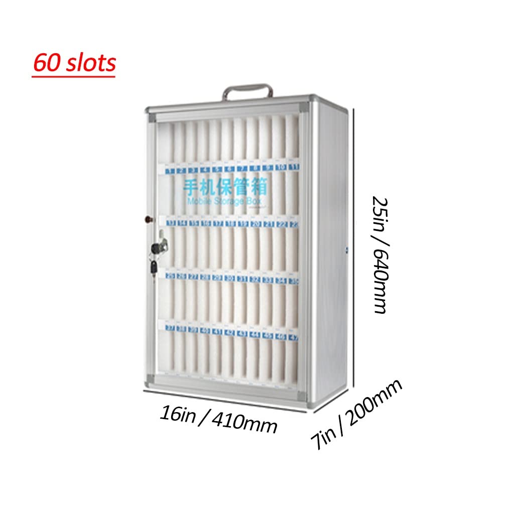 Aluminum Alloy Wall Mounted Lockable Pocket Chart Storage Cabinet - 60 Slots Organizer for Cell Phones, Keys & Office Supplies | Perfect for Classrooms, Retail Stores & Security Checkpoints