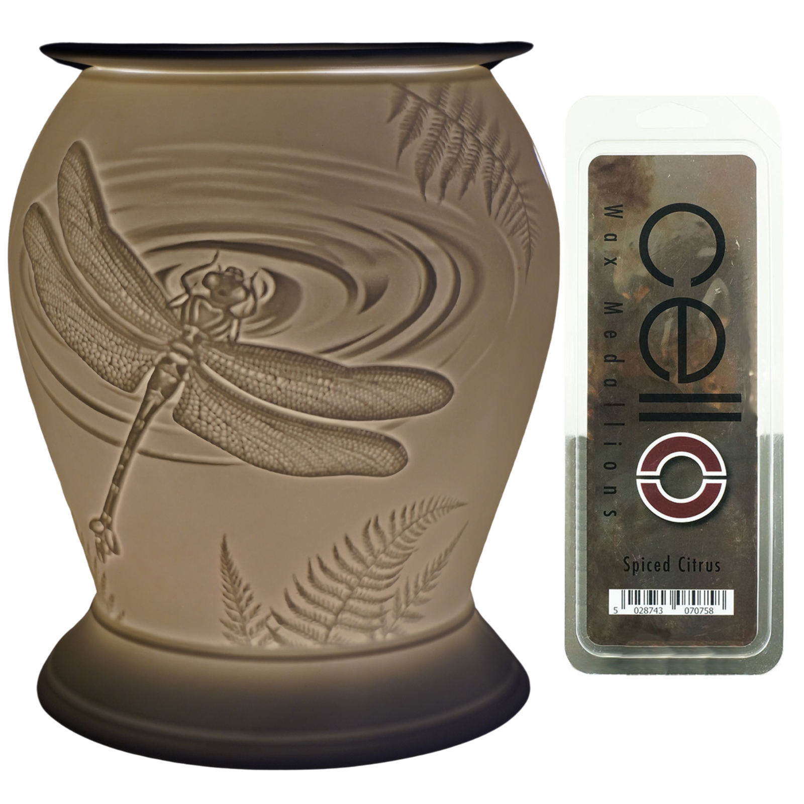 Premium Electric Wax Warmer with Dragonfly Design & Spiced Citrus Wax Melts - Aromatherapy for Home, Office, Spa Relaxation