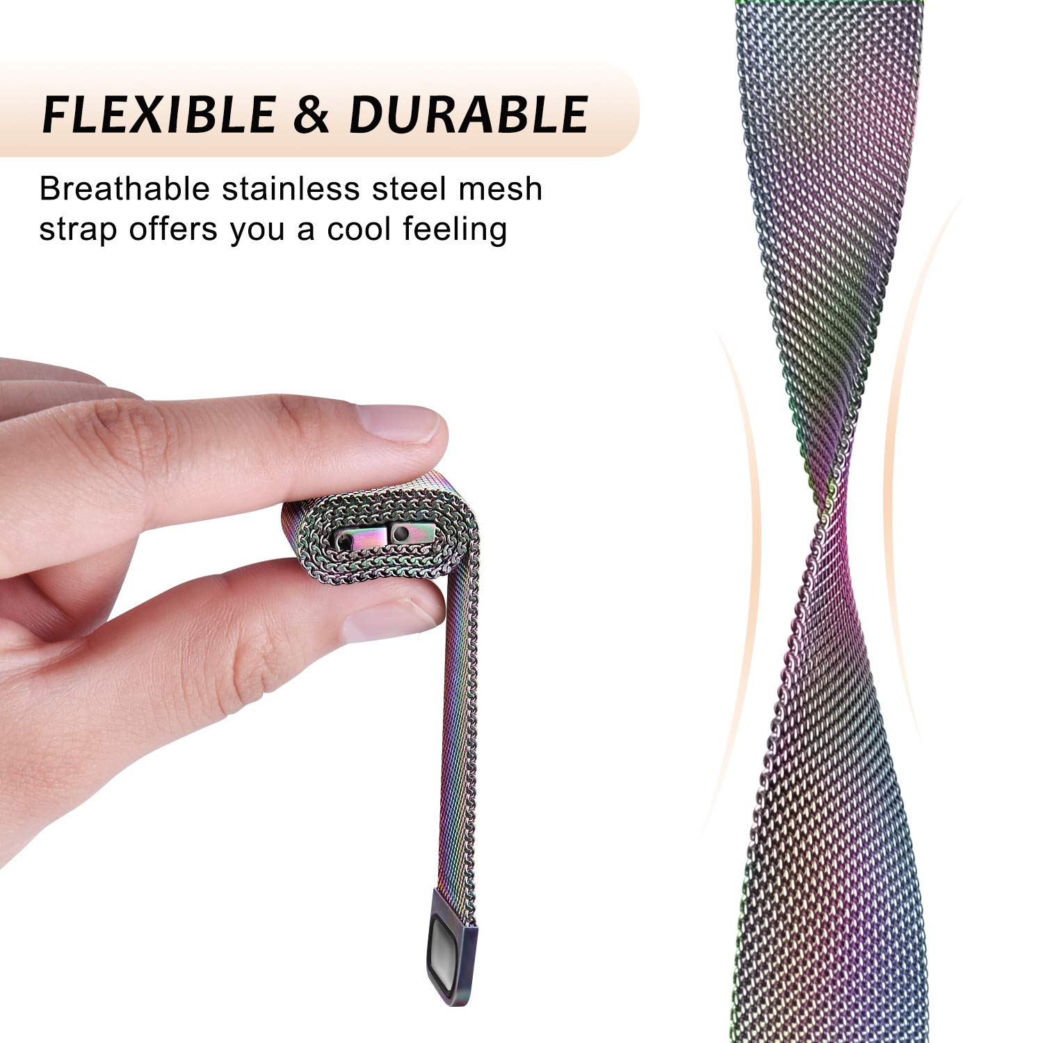 Meliya 20mm 22mm Quick Release Stainless Steel Mesh Watch Band - Interchangeable Replacement Strap for Women & Men (20mm, Colorful) | Perfect for Dress Watches, Business Attire & Everyday Wear