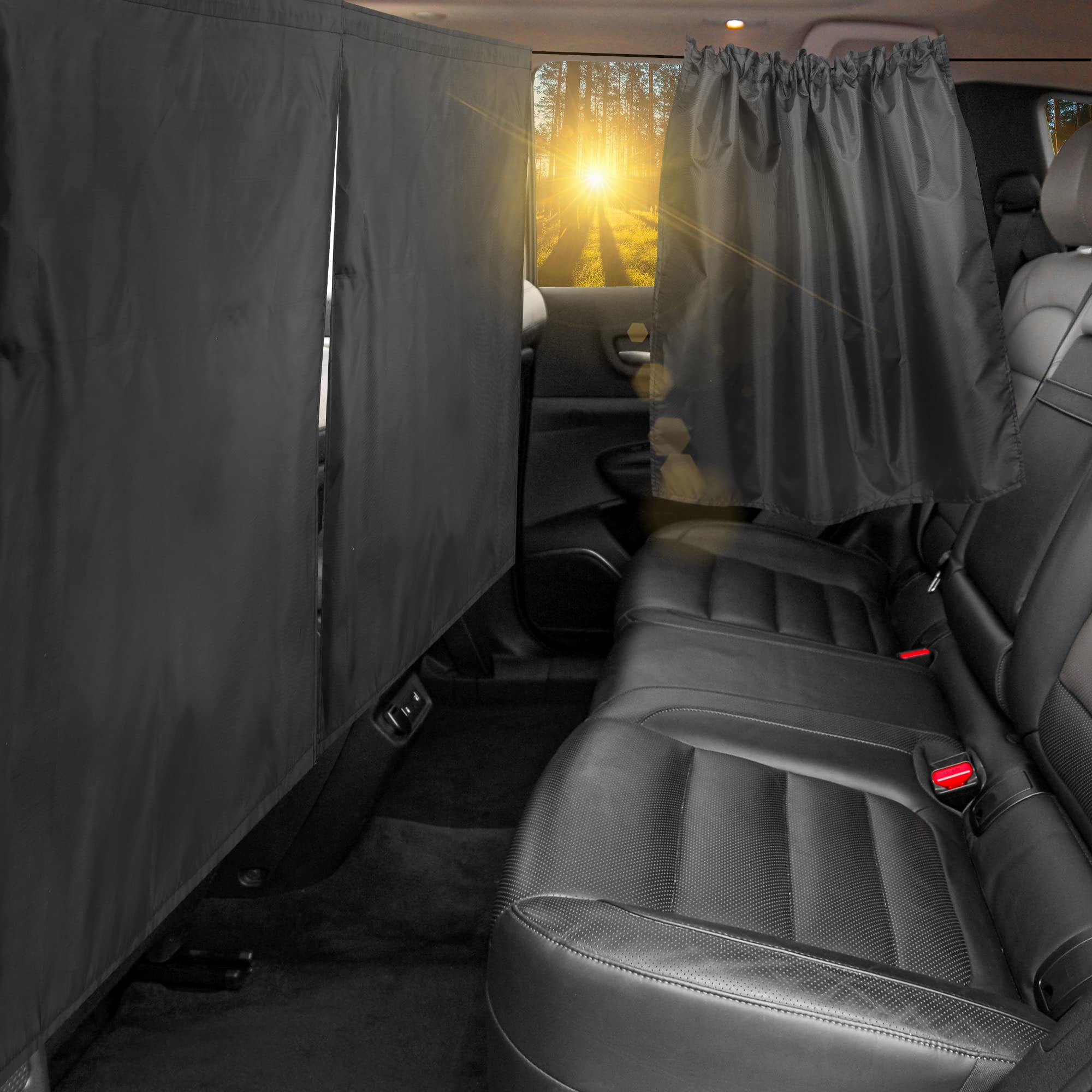 99% Light Blocking Car Curtains - 3pc Set for SUV & Sedan (Sunshade & Privacy)