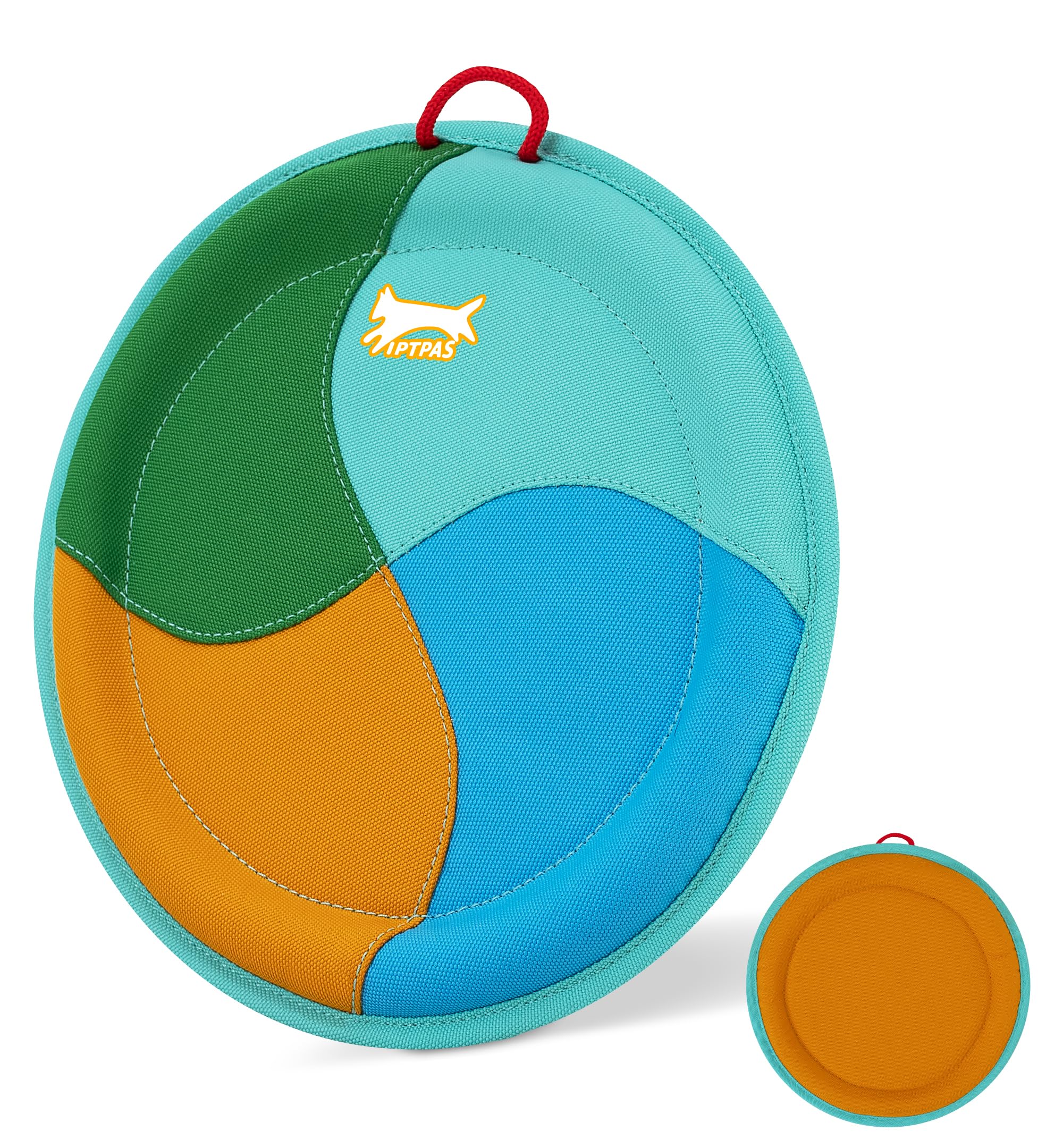 Durable Nylon Dog Flying Disc Toy - 9.5 Inch Soft Edged Fetch Flyer for Gentle Teeth & Gum Play | Lightweight, Water Floating Outdoor Frisbee for All Dog Breeds (Blue/Orange) - Perfect for Beach, Park & Backyard Fun