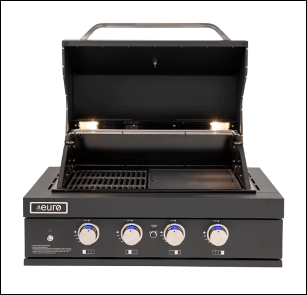 Euro Appliances EAL900RBQBL 90cm Built-In Black BBQ Grill - Perfect for Outdoor Cooking, Backyard Parties, and Patio Entertaining