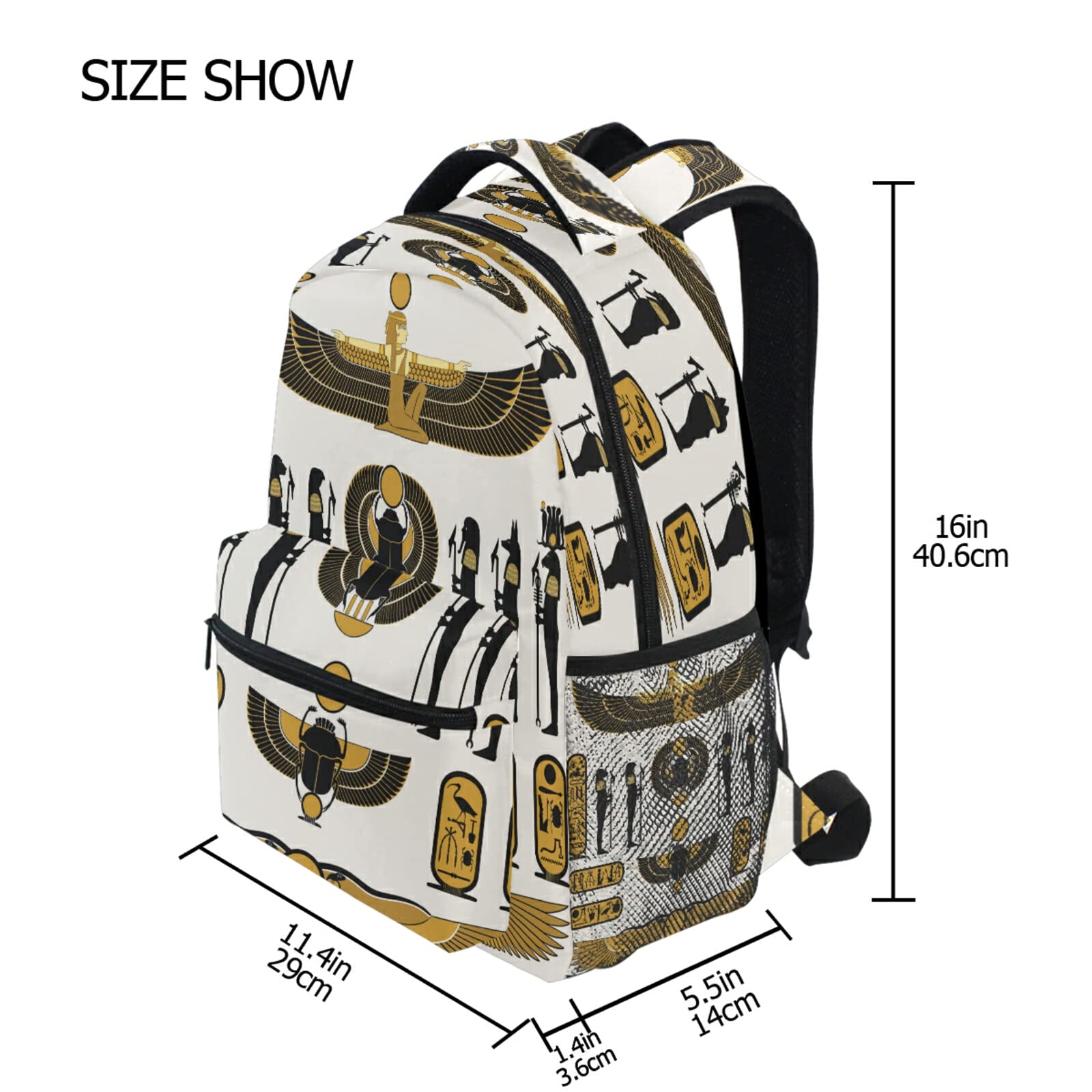 Ancient Egyptian Print Backpack for Teens & Adults - 15 Inch Laptop School Bag for Boys, Girls, Men & Women | Durable Bookbag for College, Travel, Hiking & Camping | Stylish Daypack for Students & Professionals