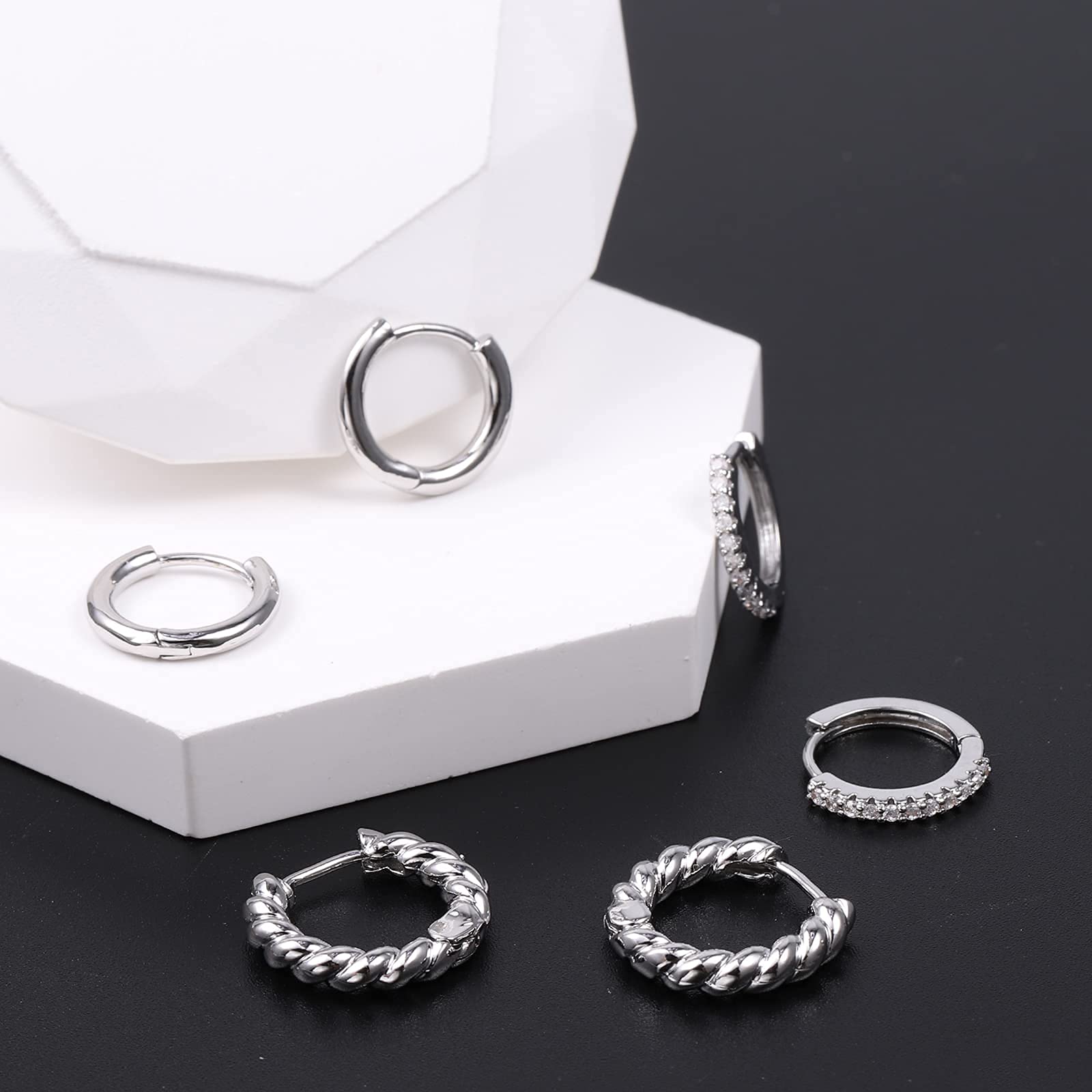 3 Pairs Small Huggie Gold Hoop Earrings for Women & Girls - Hypoallergenic Sterling Silver Post Earrings in Gold & Silver - Multi Pack Hoop Earrings Set - Perfect for Everyday Wear, Gifts & Special Occasions