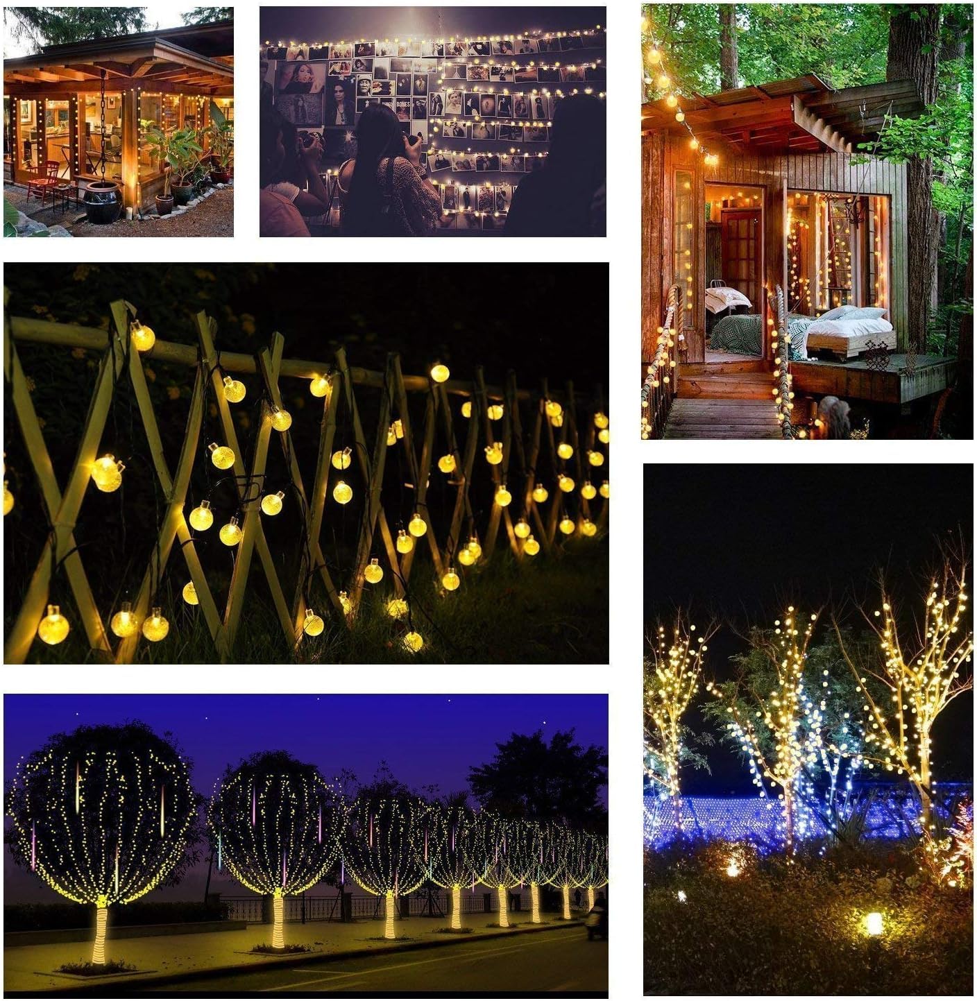 Toodour 36ft 60 LED Solar String Lights Outdoor Waterproof - Crystal Ball Fairy Lights with 8 Lighting Modes for Garden, Lawn, Patio, Yard, Gazebo - Warm White Solar Powered Decorative Lighting for Parties, Weddings & Outdoor Events