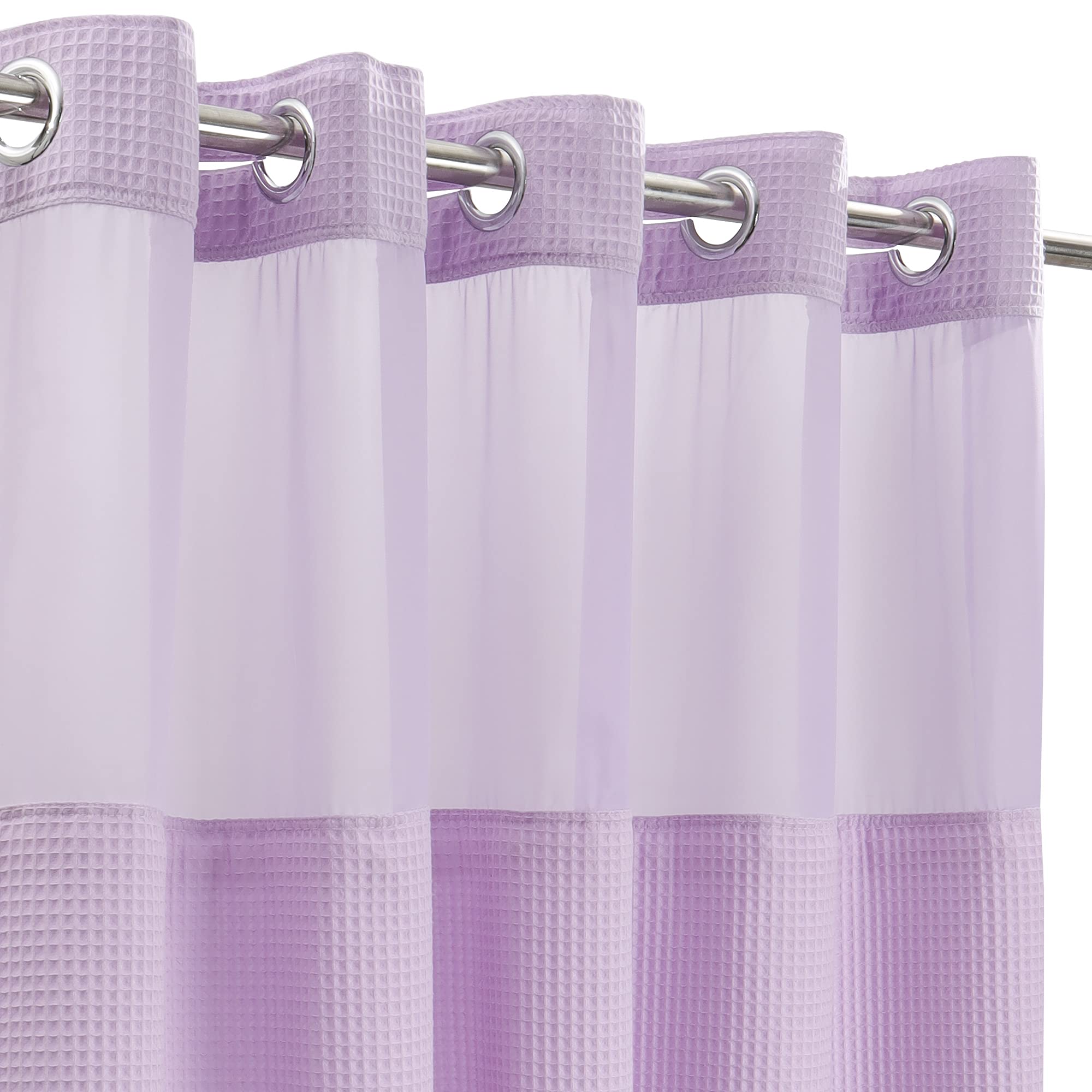 River Dream Lavender Fabric Shower Curtain Set - 71x74 Inch Cotton Blend Waffle Weave Bathroom Decor with Snap-In Replacement Liner | Elegant for Master Bath, Guest Room & Spa Retreat