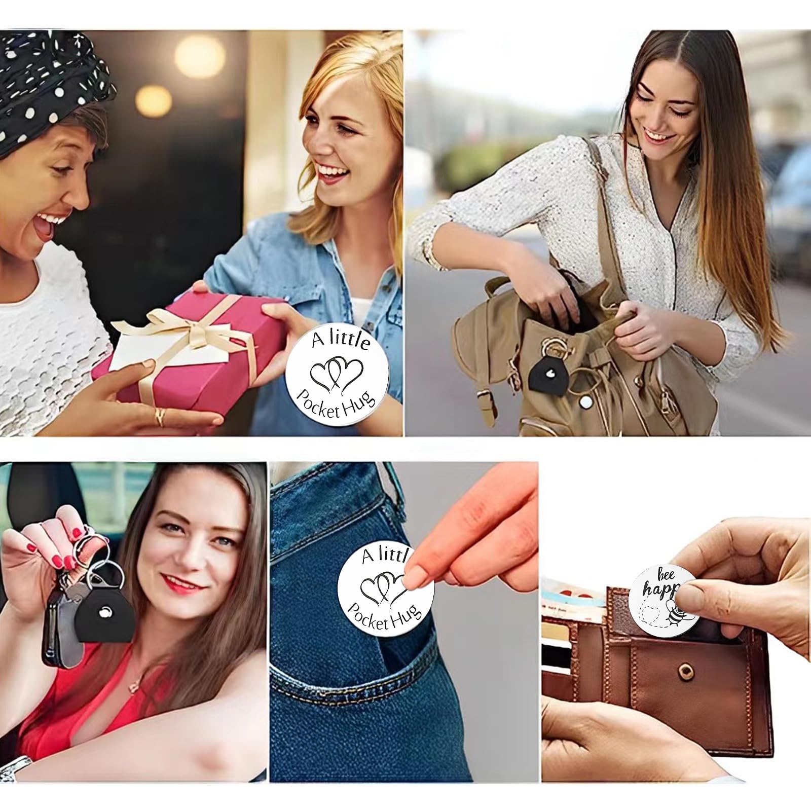 Yiflin Unique Pocket Hug Token Keychain - Thoughtful Gifts for Women, Men, Friends & Family - Birthday, Christmas, Valentine's Day Present - Perfect for Long Distance Relationships & Everyday Carry
