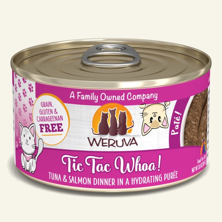 Weruva Tic Tac Whoa! Grain-Free Tuna & Salmon Pate Canned Cat Food - High Protein Wet Cat Food for Adult Cats, Kitten & Senior Cats - Perfect for Mealtime, Travel & Picky Eaters