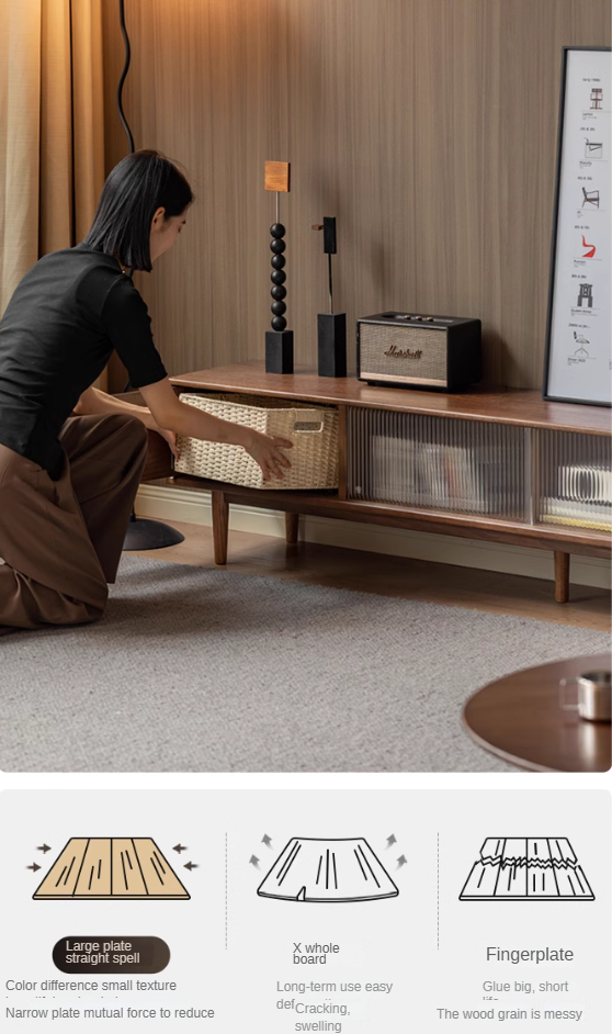 Solid Oak Wood Modern Minimalist TV Stand Floor Cabinet - Perfect for Living Room, Bedroom & Home Theater Setup