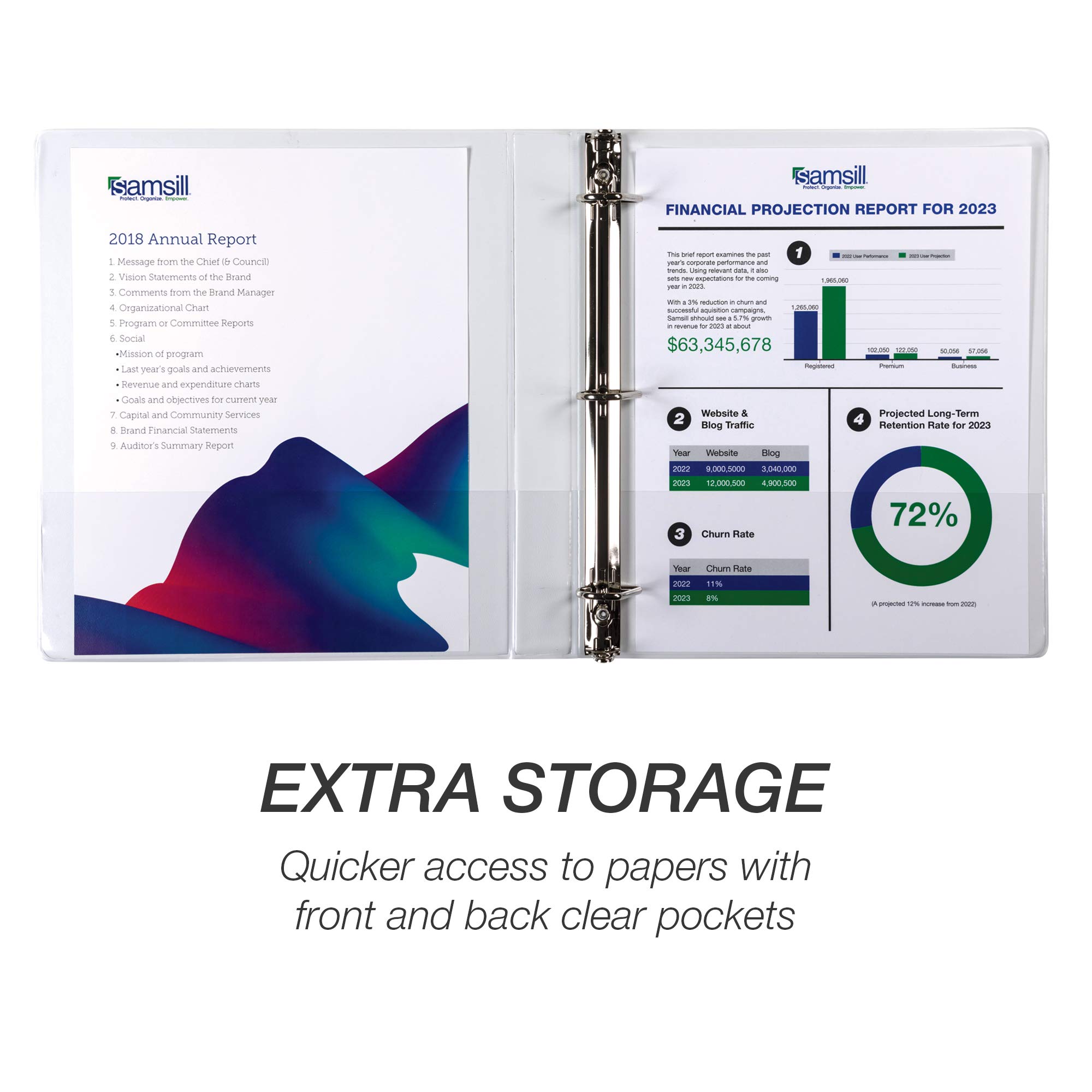 Samsill 1 Inch Durable D-Ring Binder with Clear View Cover - Made in USA, White, 4 Pack (Holds 225 Pages Each) - Perfect for School, Office & Home Organization